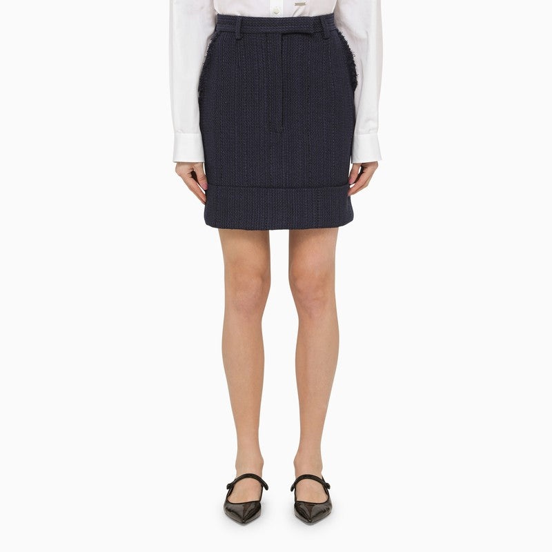 Thom Browne Navy Blue Cotton-Blend Skirt Women - 1