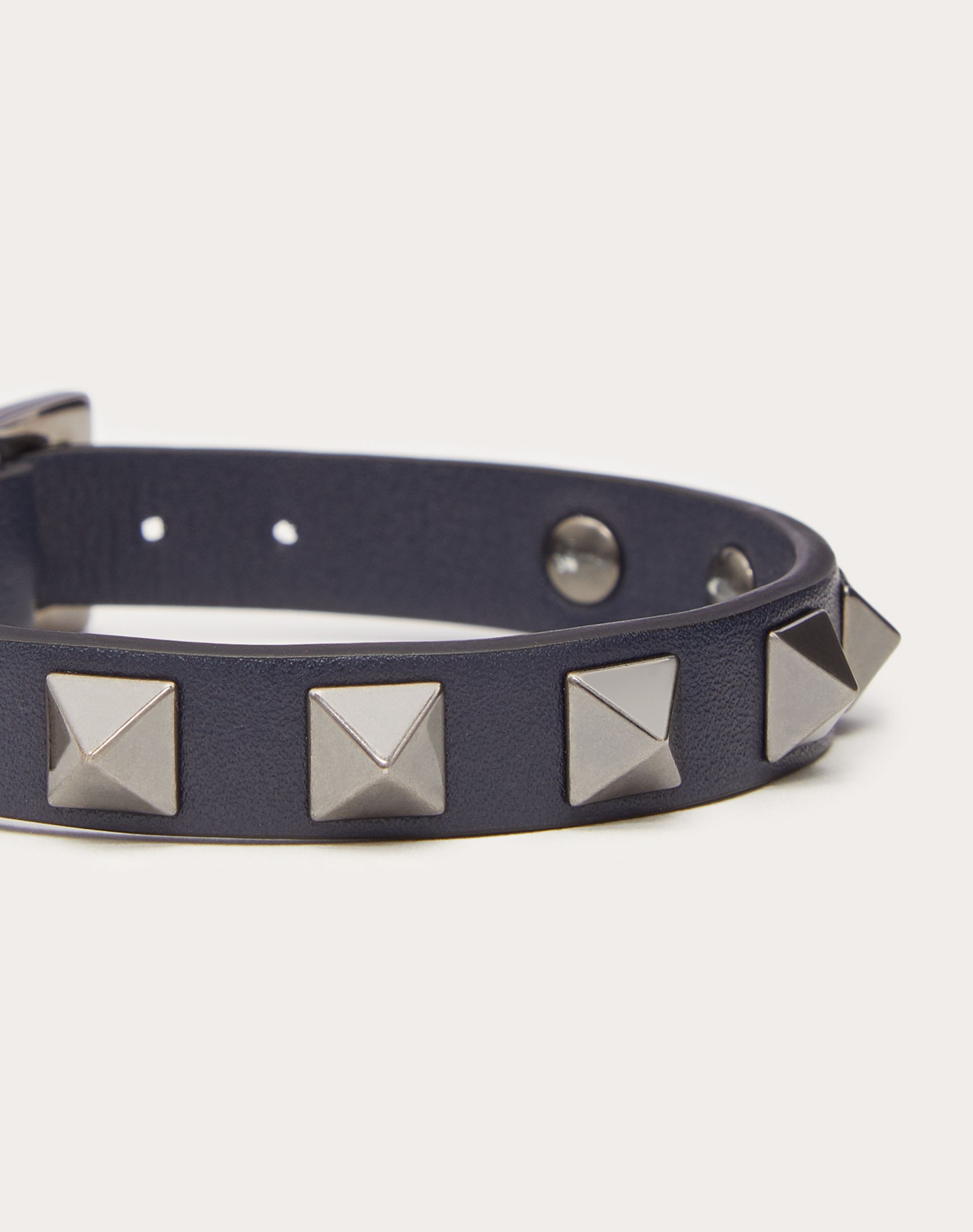 Rockstud leather bracelet with ruthenium studs - 2