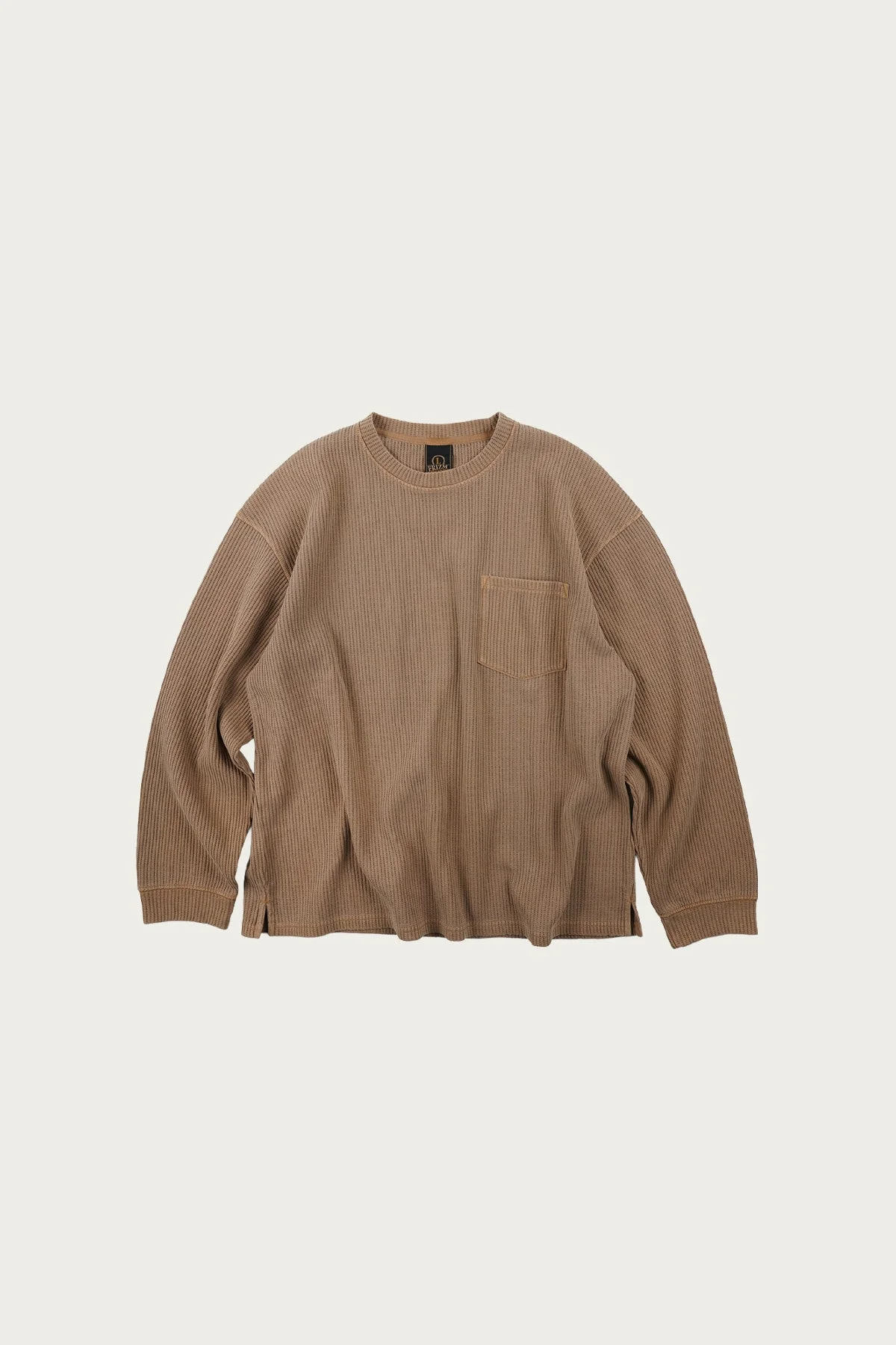 Pigment Dyeing Waffle Pocket Tee - Tan - 1