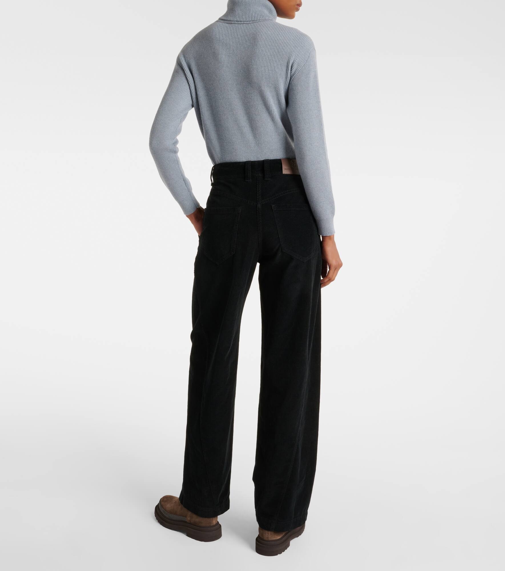 Cotton-blend velvet straight pants - 3