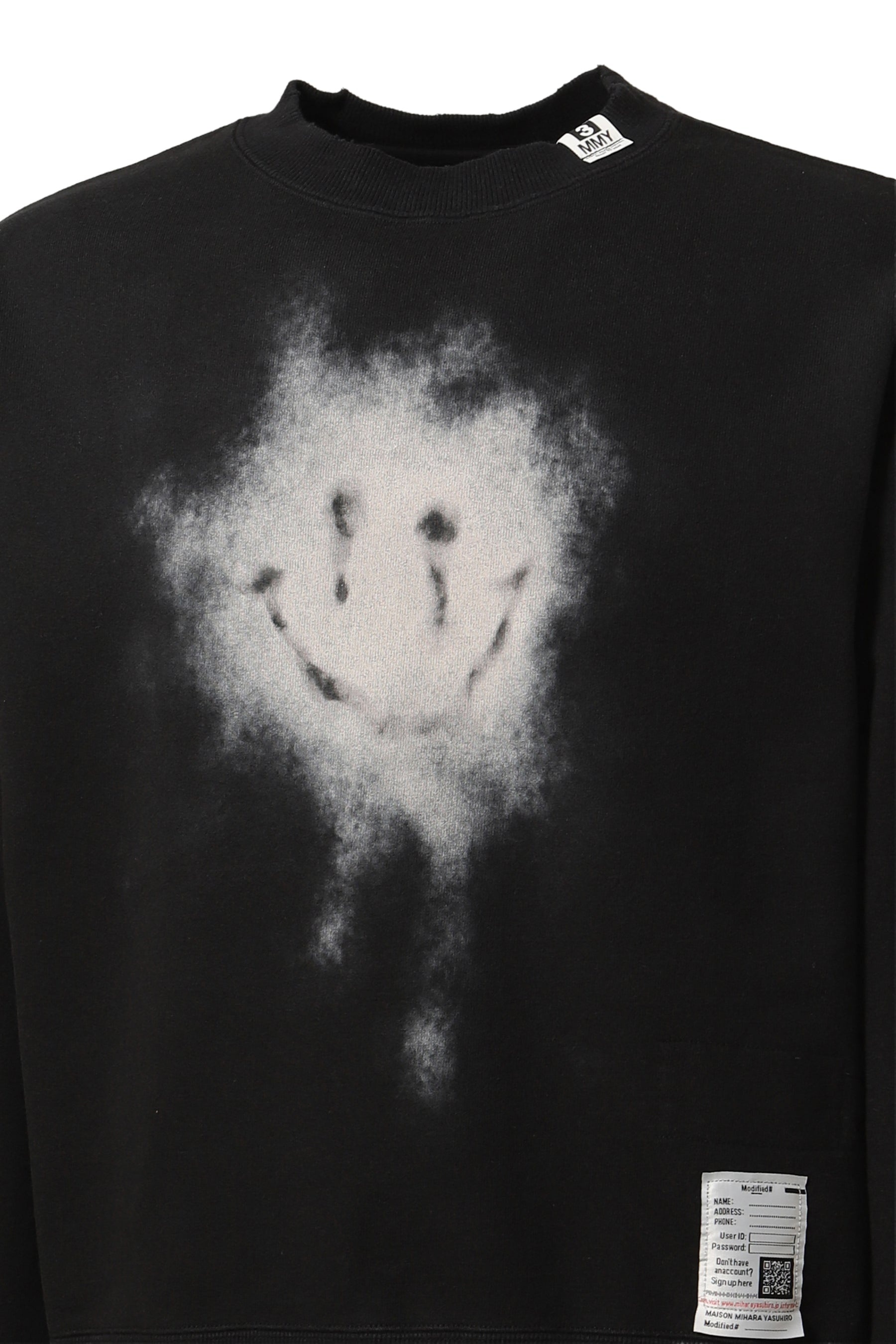 DISTRESSED SMILY FACE PT PULLOVER / BLK - 4