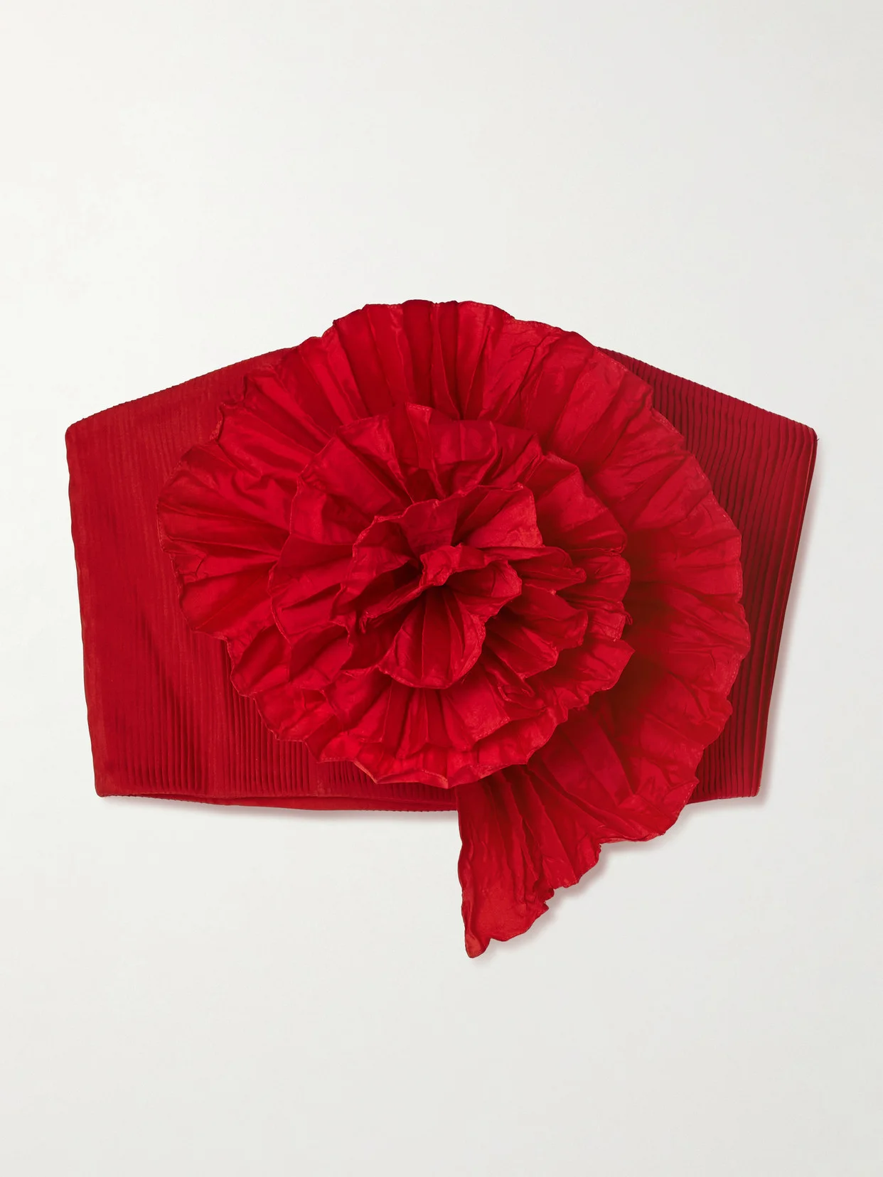 No Me Olvides Appliquéd Pleated Taffeta Top - 1