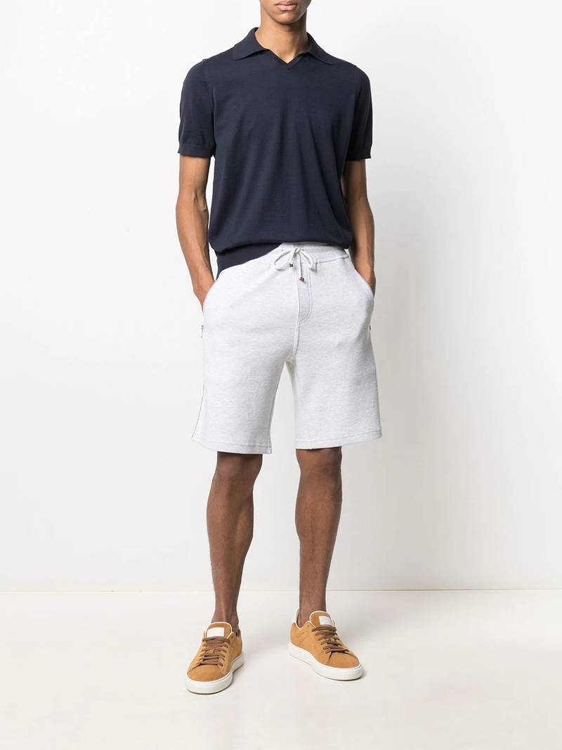 Brunello Cucinelli rib-trimmed cotton polo shirt outlook