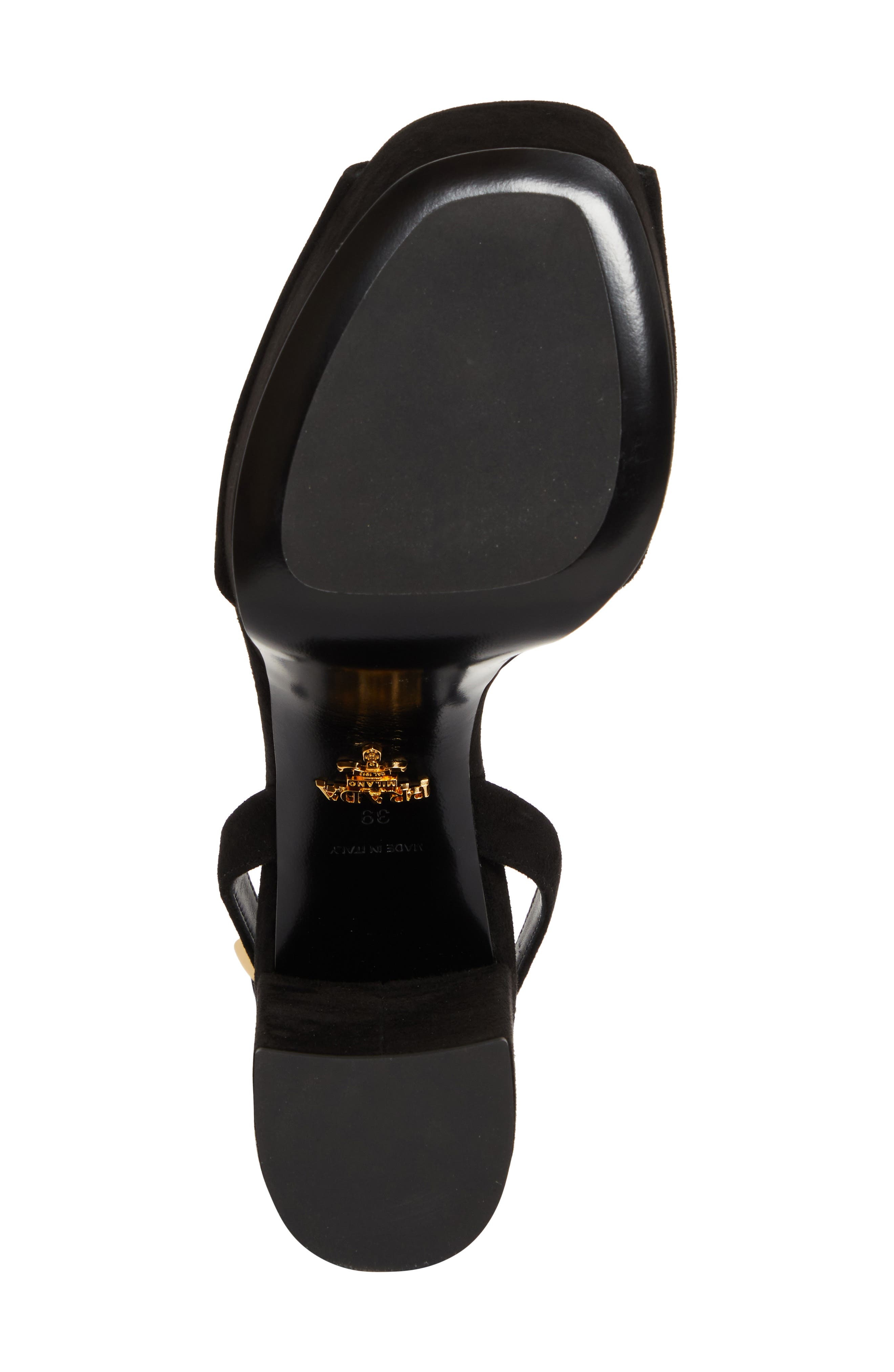 Prada Triangle Logo Ankle Strap Plaform Sandal in Nero at Nordstrom - 6