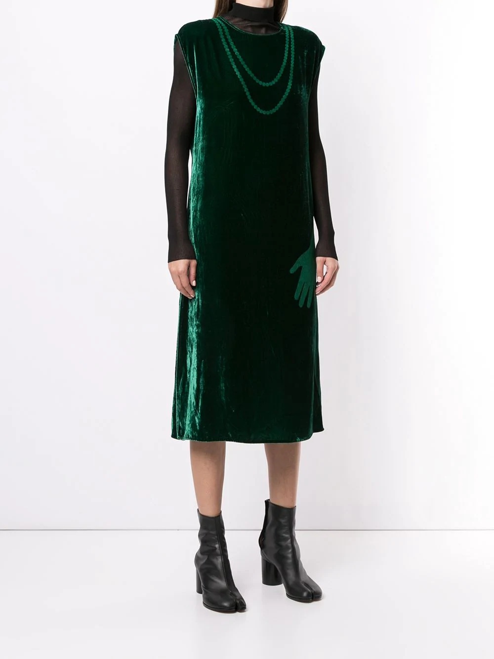 velvet sleeveless midi dress - 3