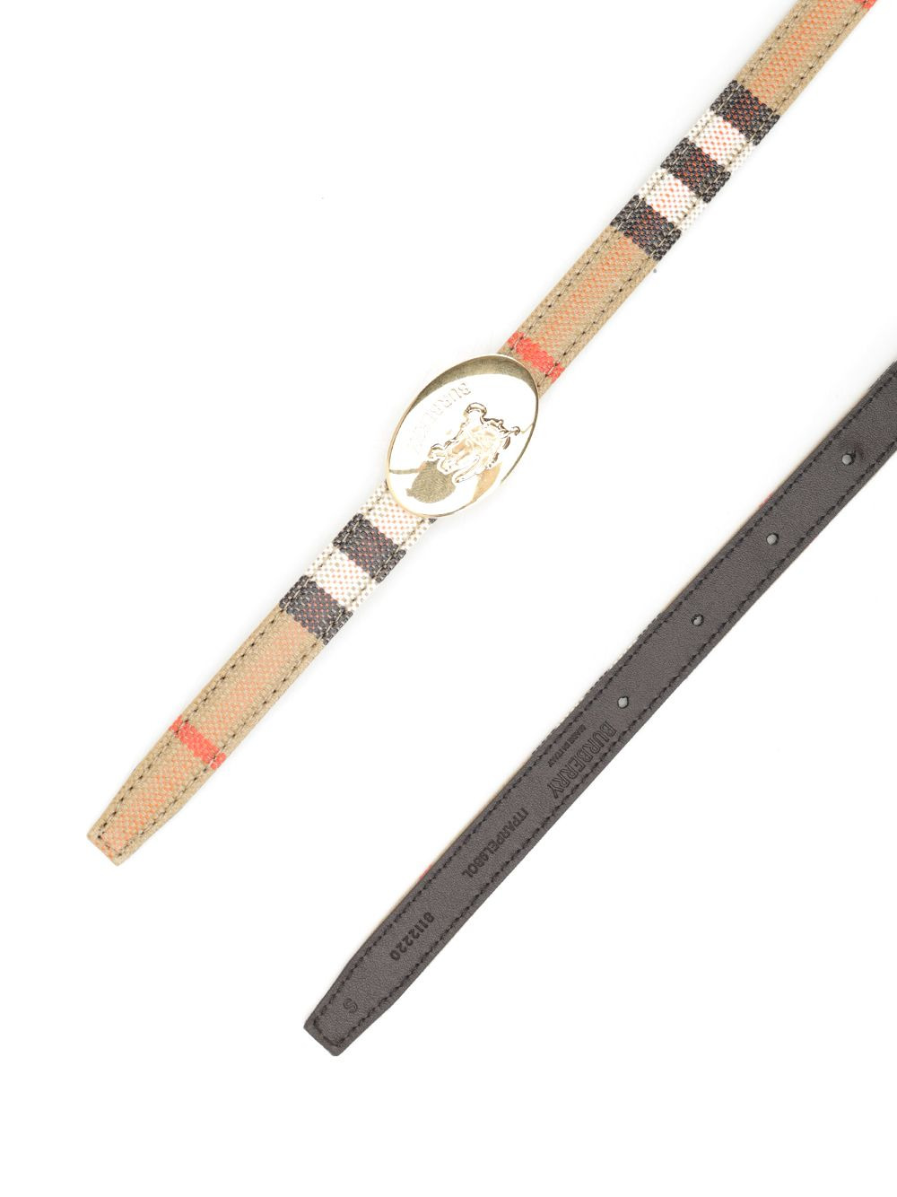 Knight Stamp Check Slim Reversible Belt Belts Beige - 2