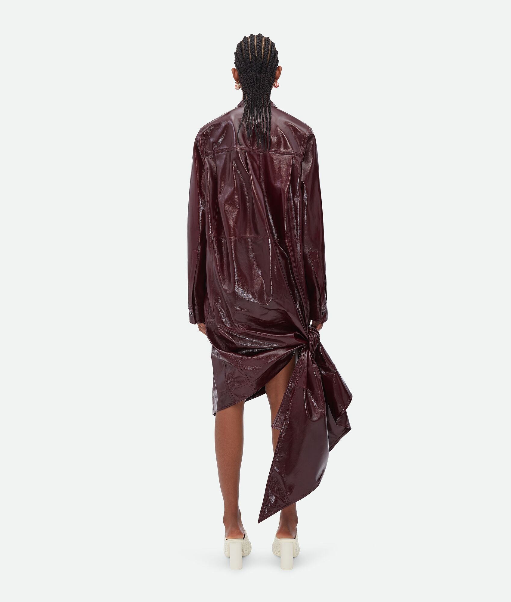 Shiny Leather Dress With Knot Detail - 3