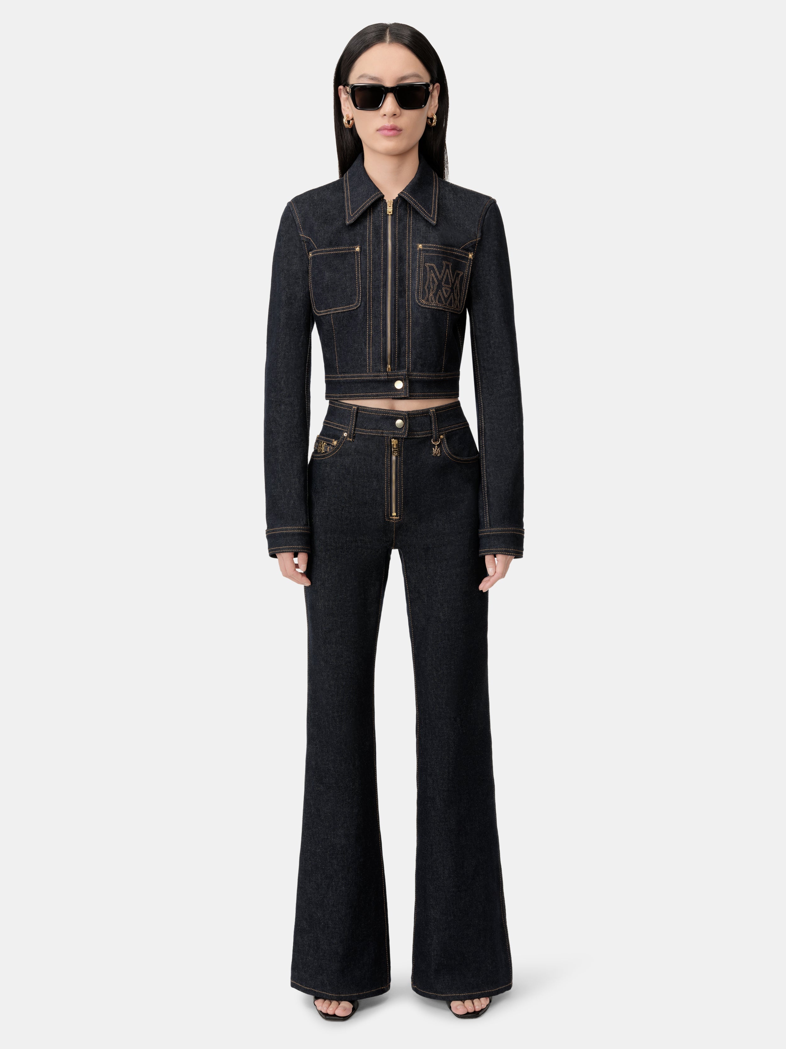 WOMEN'S ZIP UP CROPPED DENIM JACKET - 3
