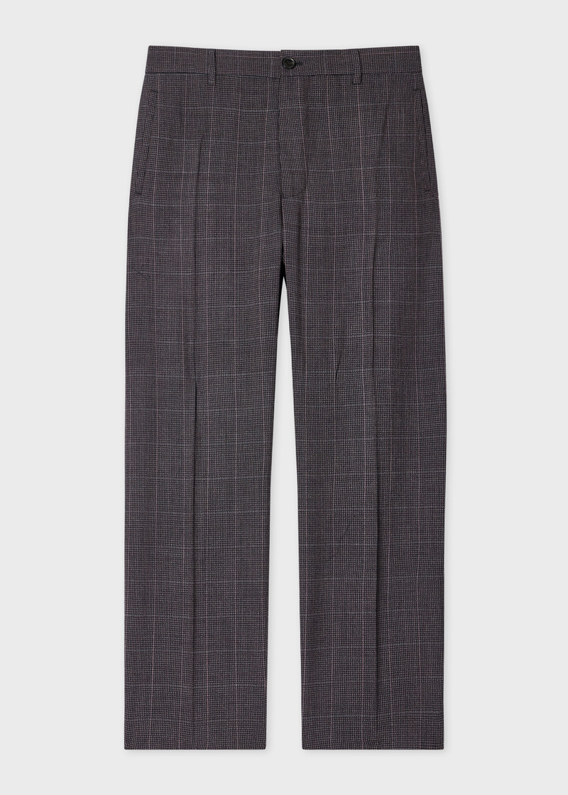 Mauve Check Stretch-Wool Trousers 1