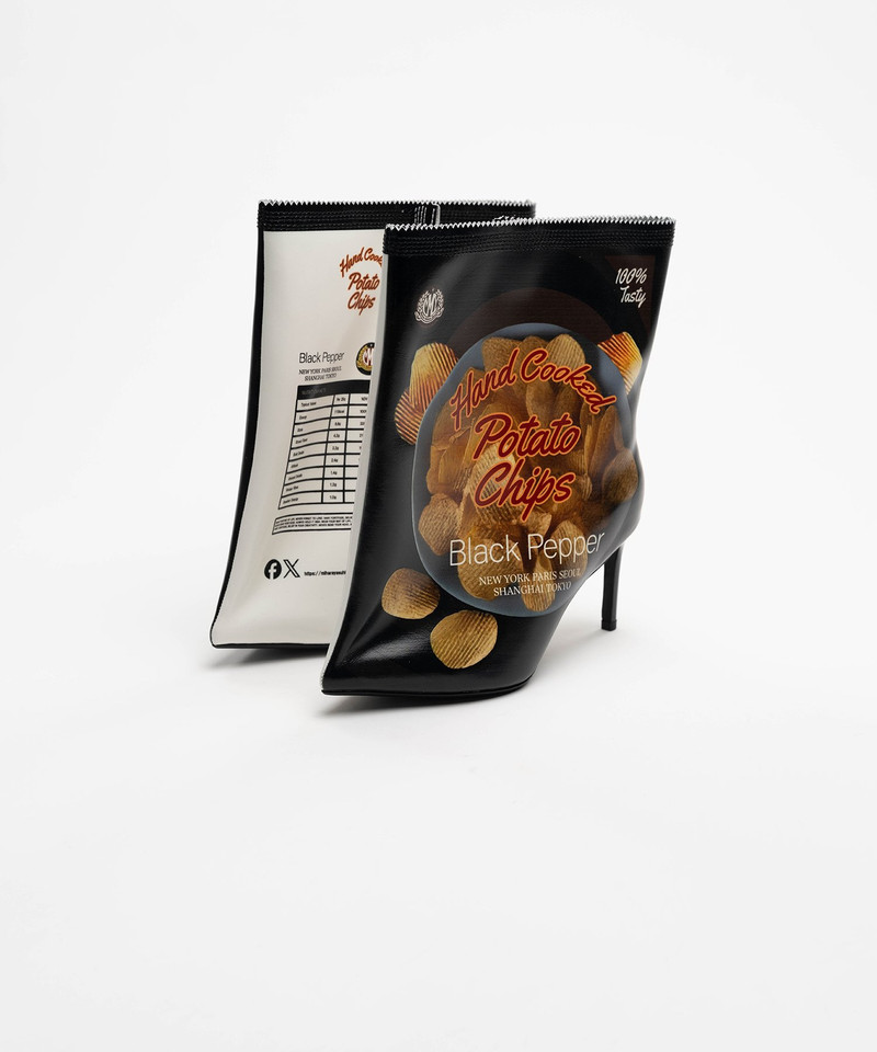Potato Chips Package Detail Pin Heel Boots 8