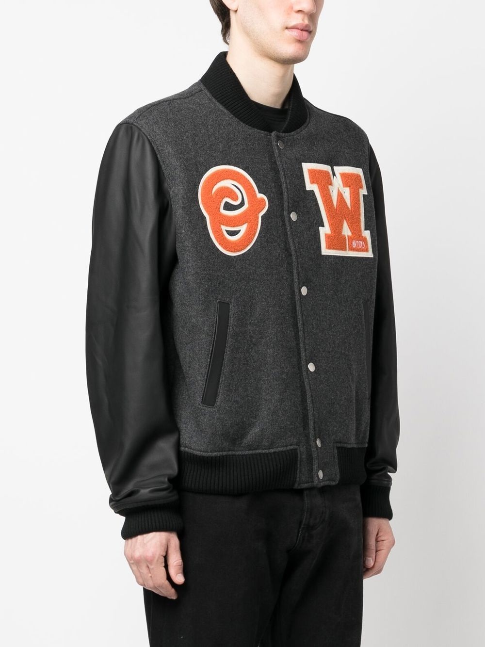logo-patch bomber jacket - 3