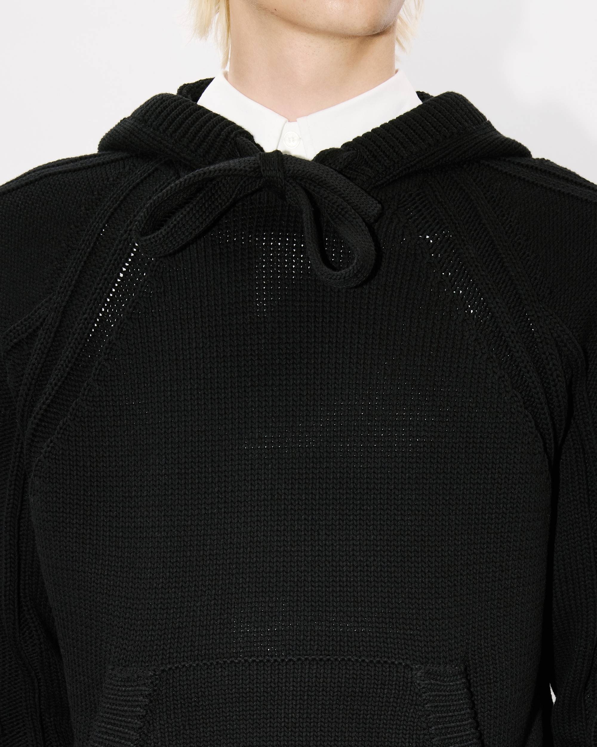 Hand-embroidered cable knitted hoodie - 6