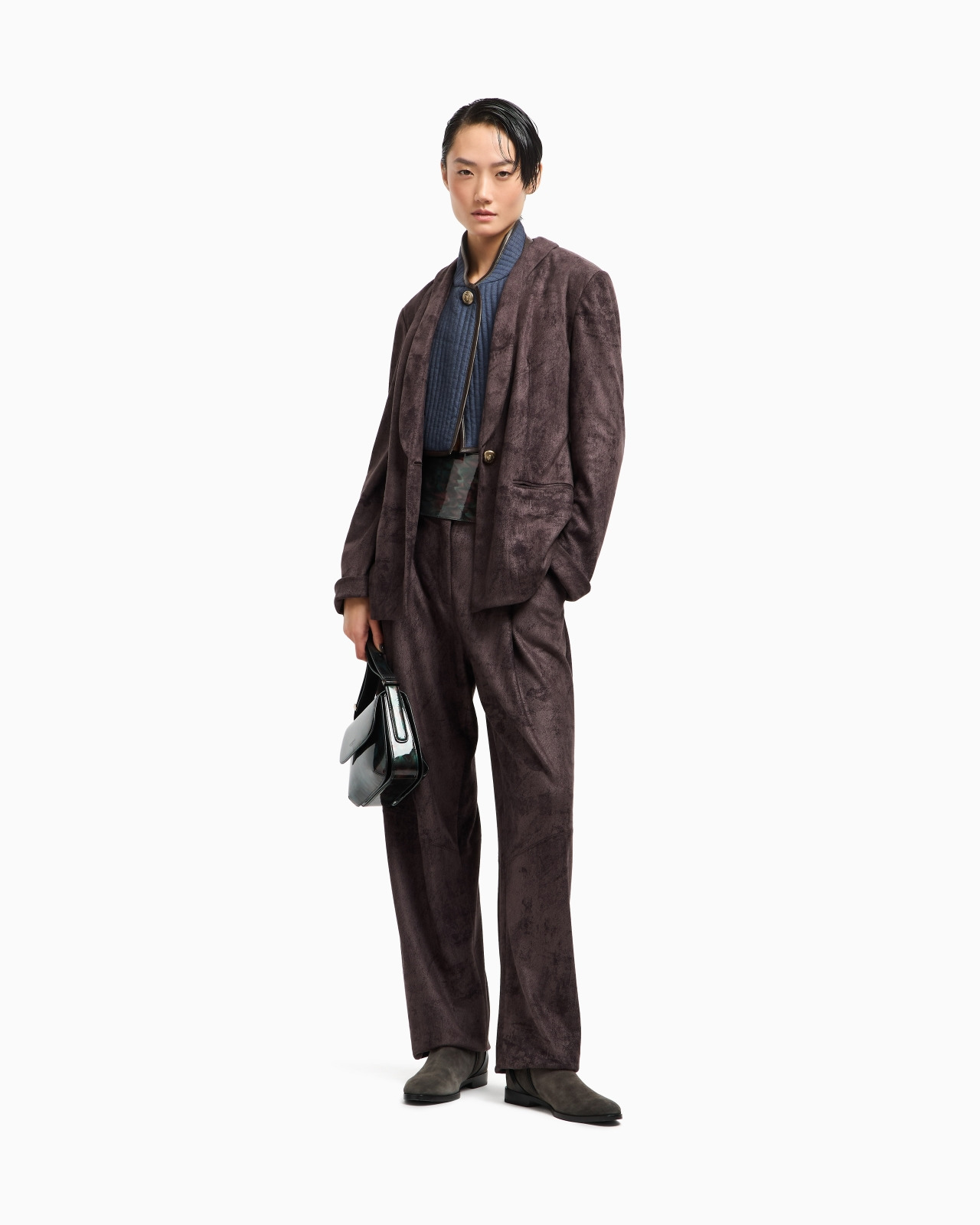 SINGLE-BREASTED JACKET IN ALCANTARA-EFFECT JERSEY - 2