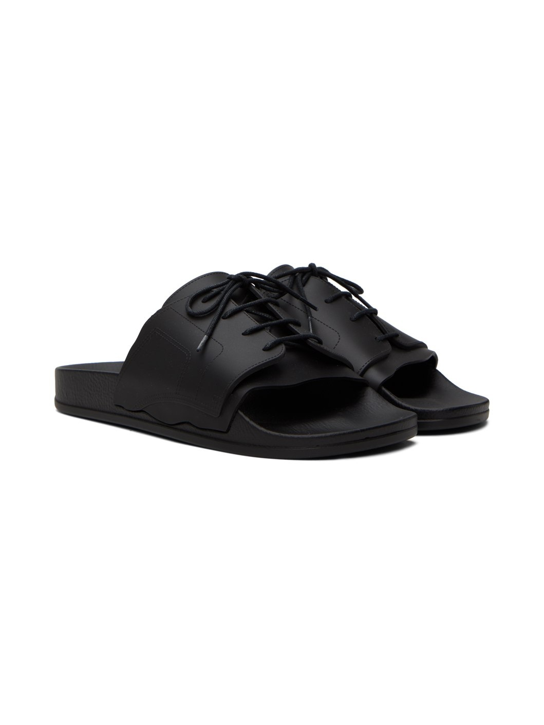 Black Lace-Up Slides - 4