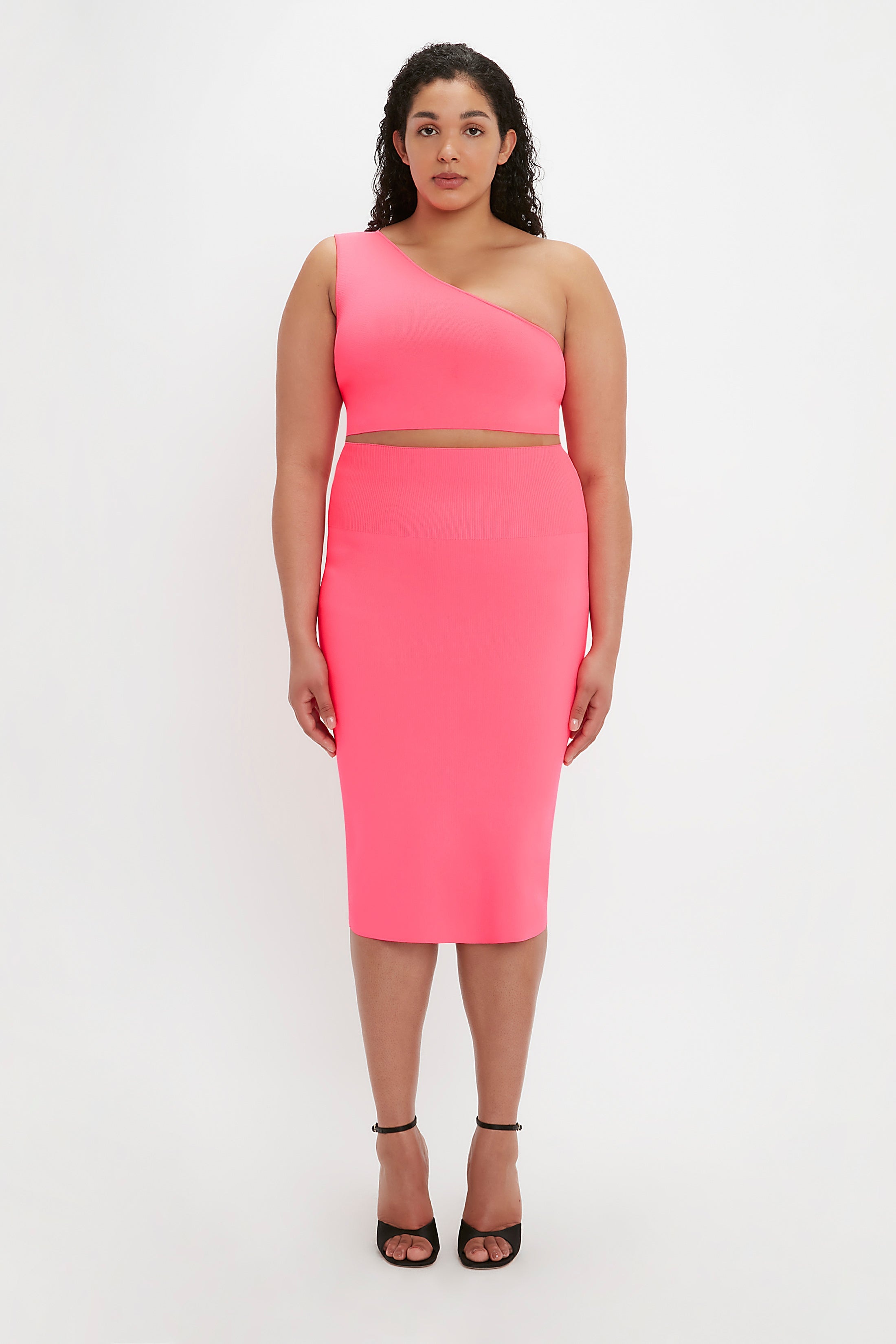 VB Body One Shoulder Crop Top In Pink - 7