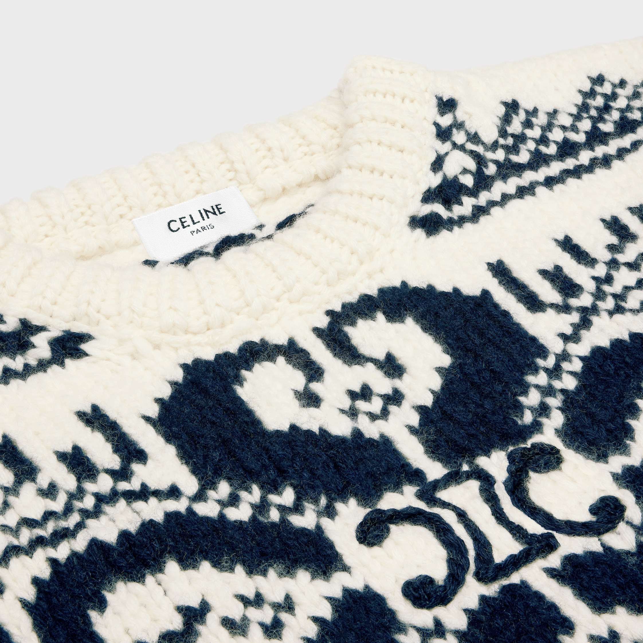 crew neck sweater in fair isle wool and cashmere - 3
