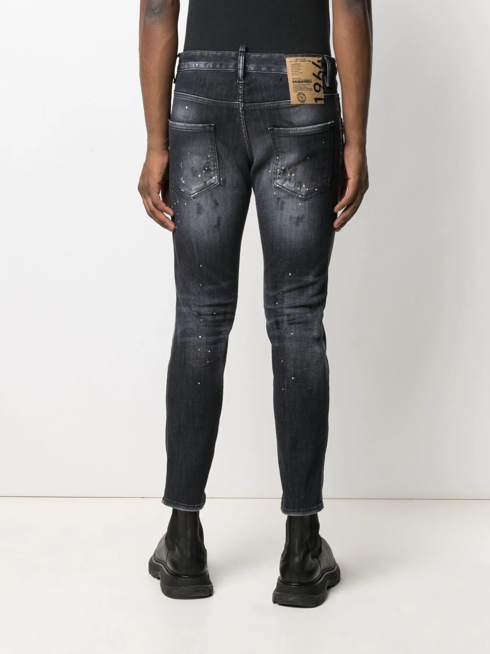 faded paint splatter jeans - 4