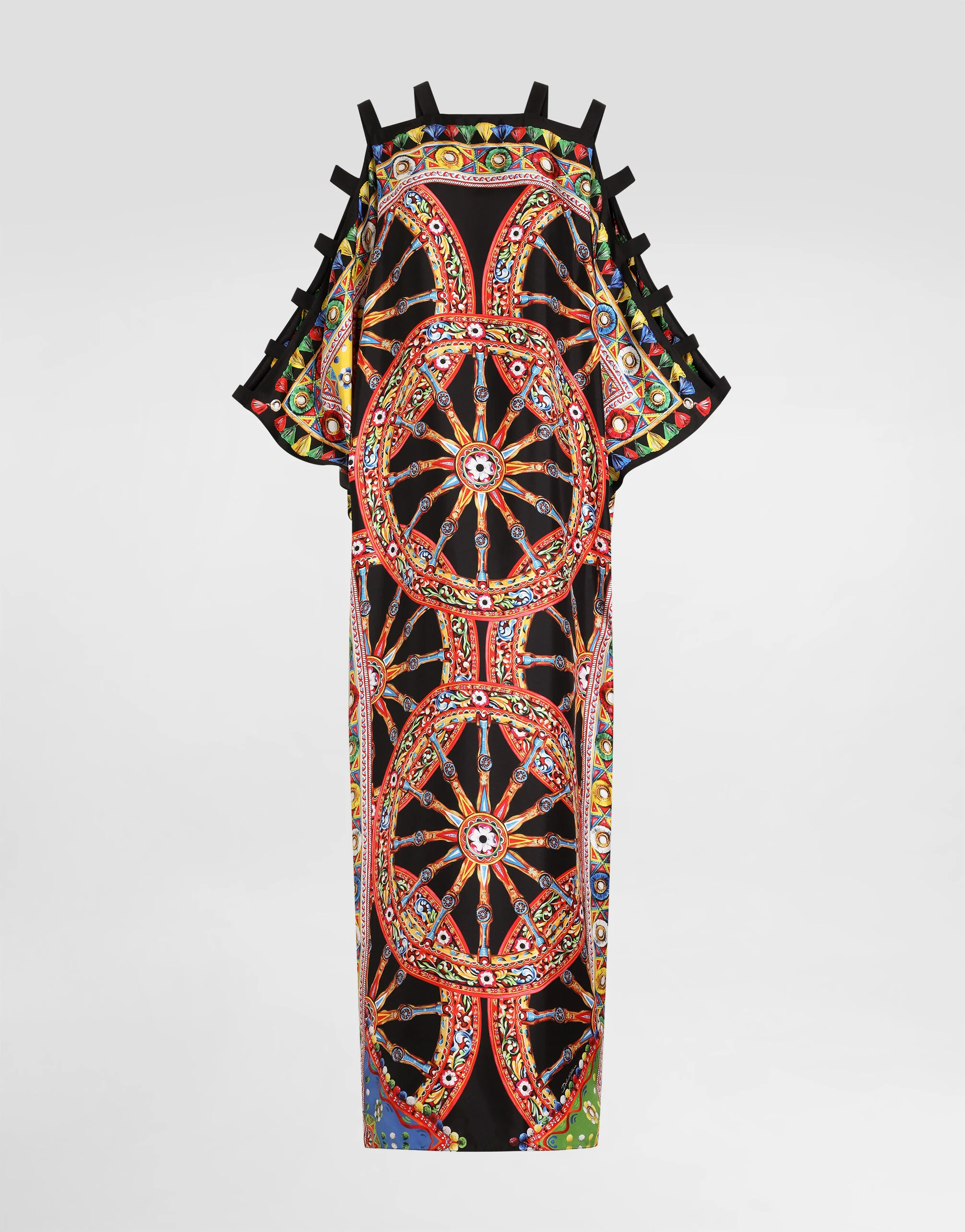 Carretto-print twill kaftan dress - 1