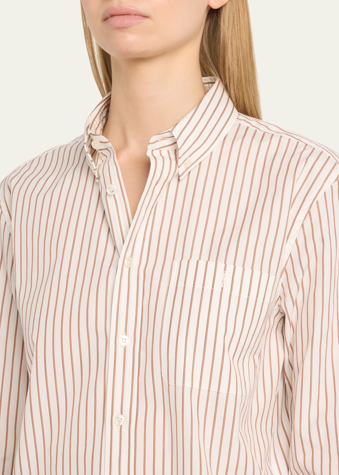 Shrunken Striped Button Down Shirt - 5