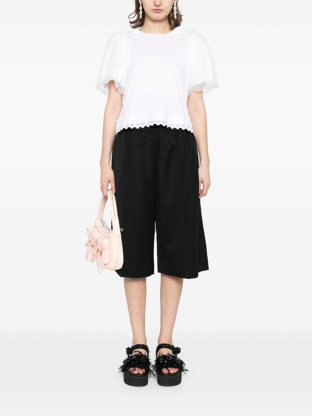 wide-leg elasticated long shorts - 2