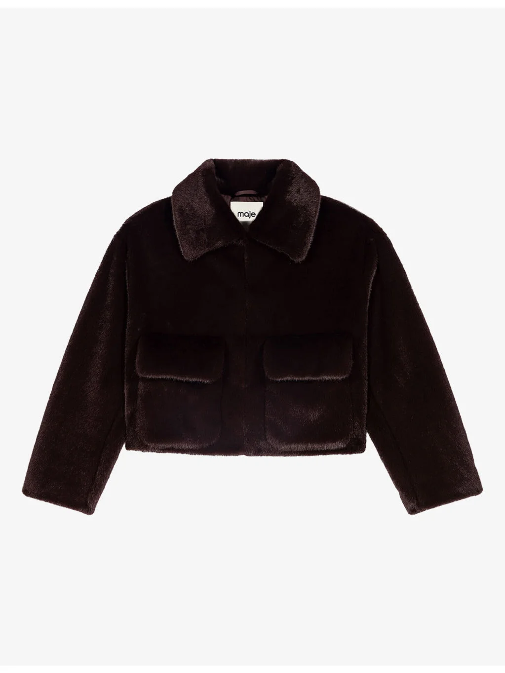 Short Embellished-Collar Faux-Fur Jacket - 1