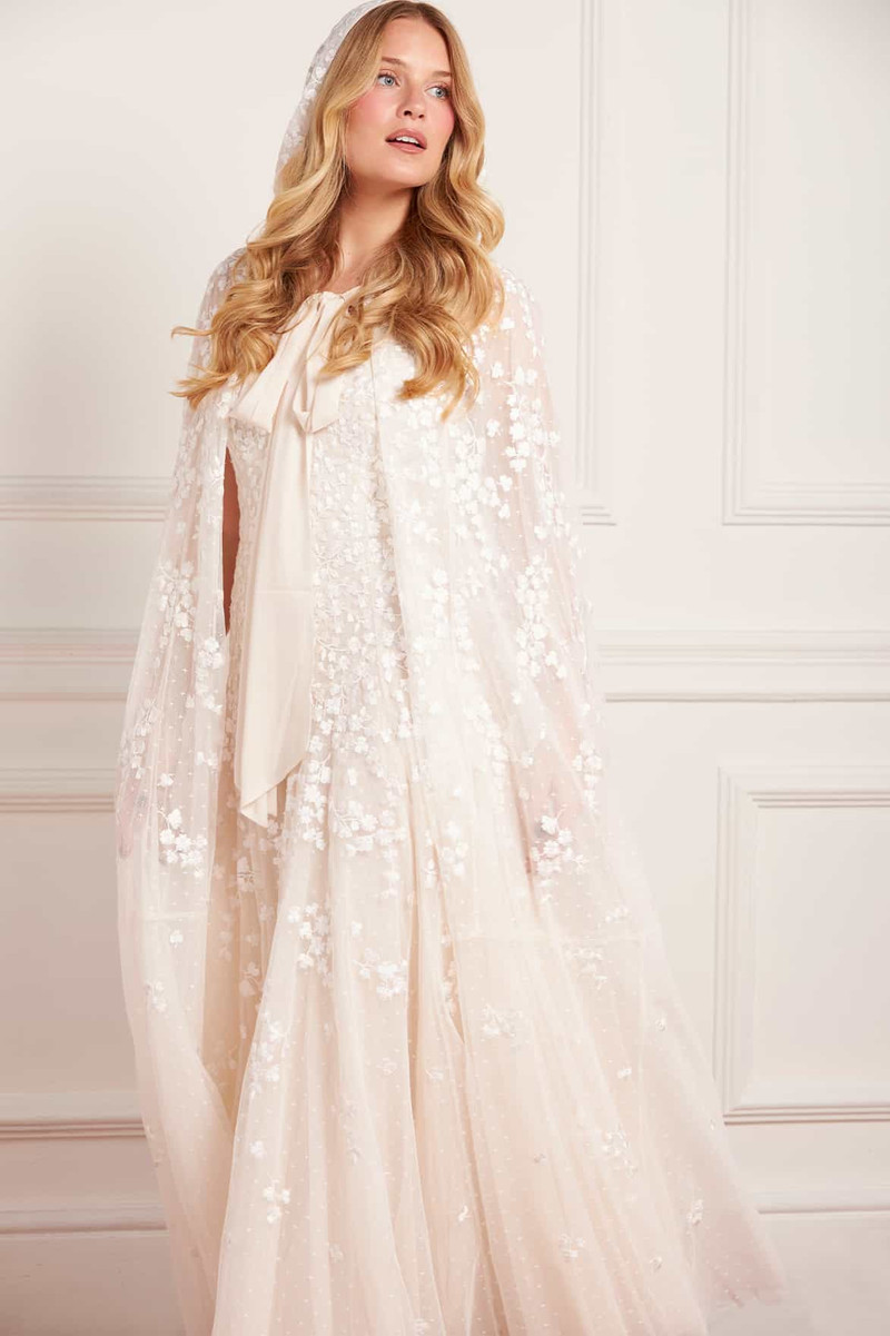 Scatter Blossom Hooded Long Cape 4