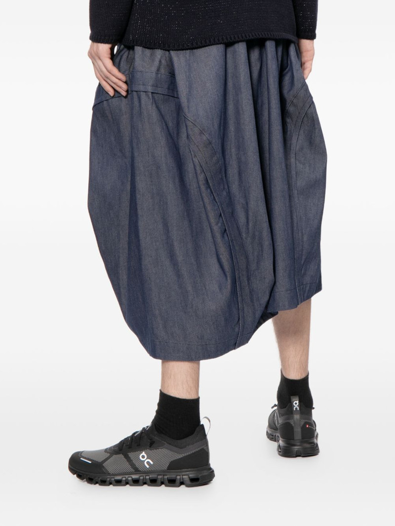 asymmetric gathered denim shorts 5