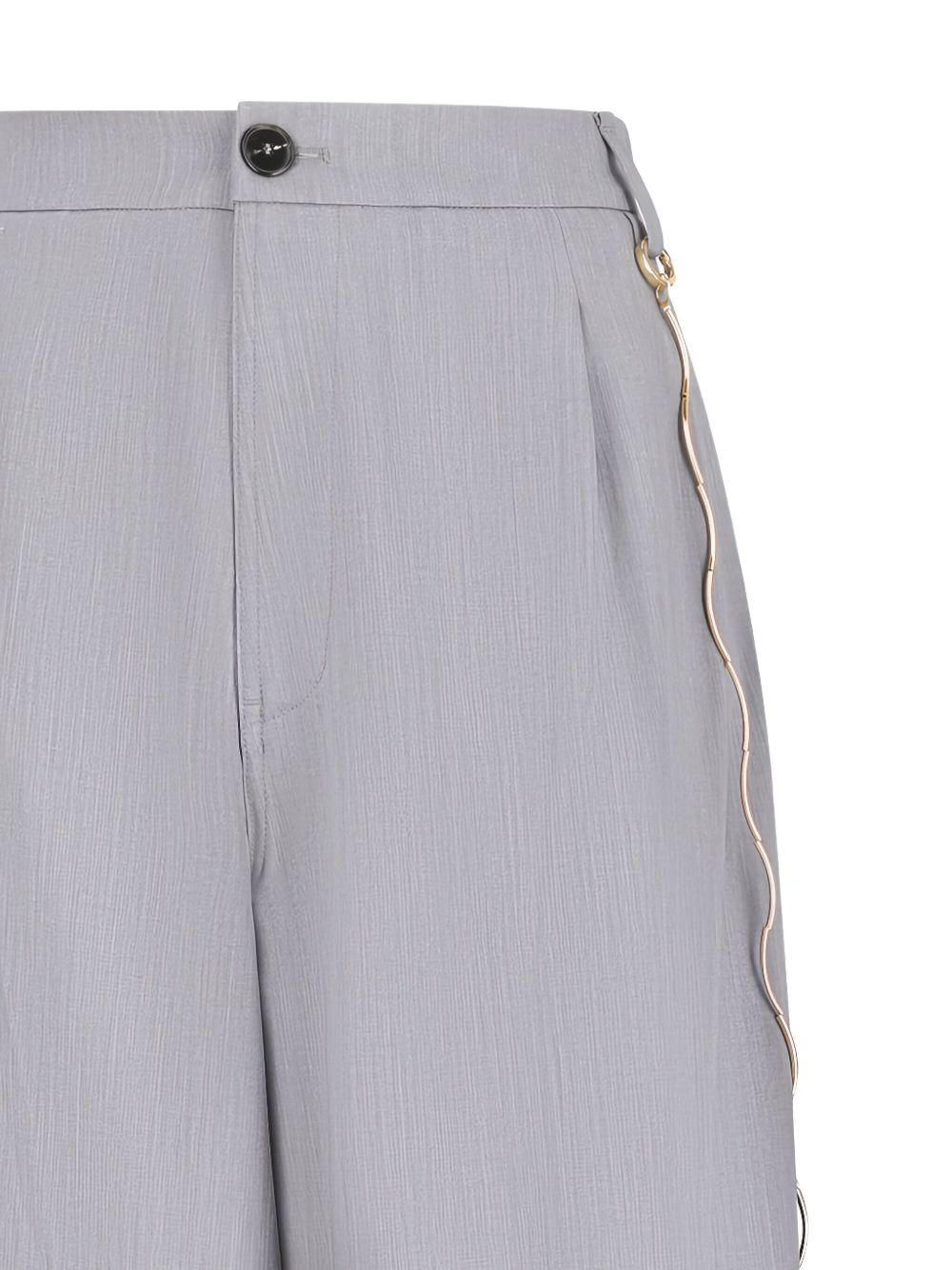 chain-detail pleated-front trousers - 3
