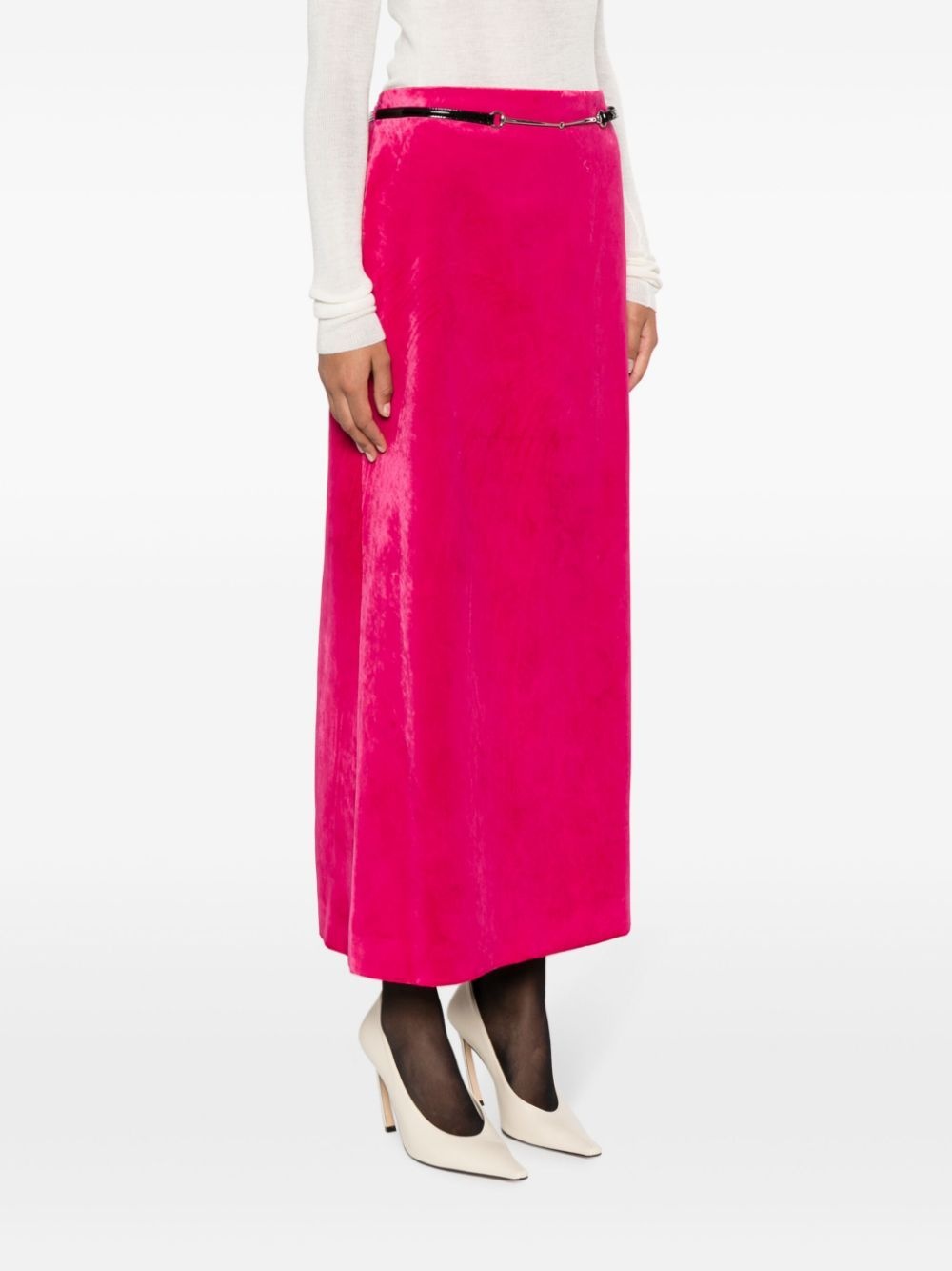 belted velvet maxi skirt - 3