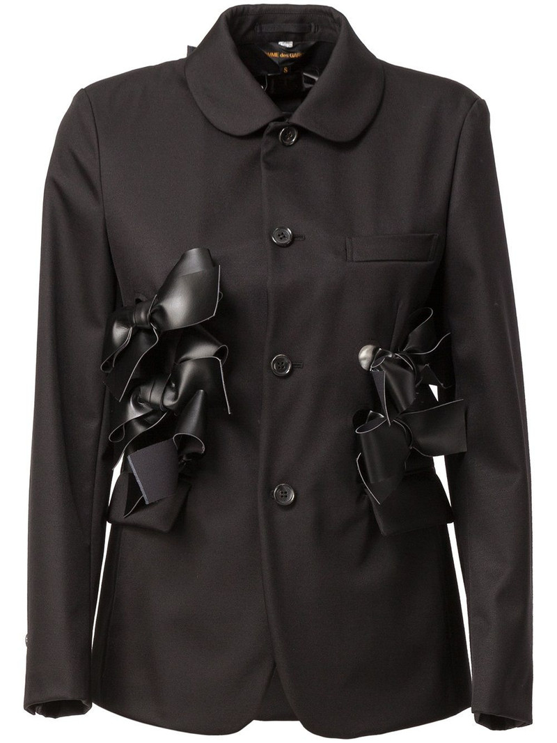 bow appliqué round collar blazer 1
