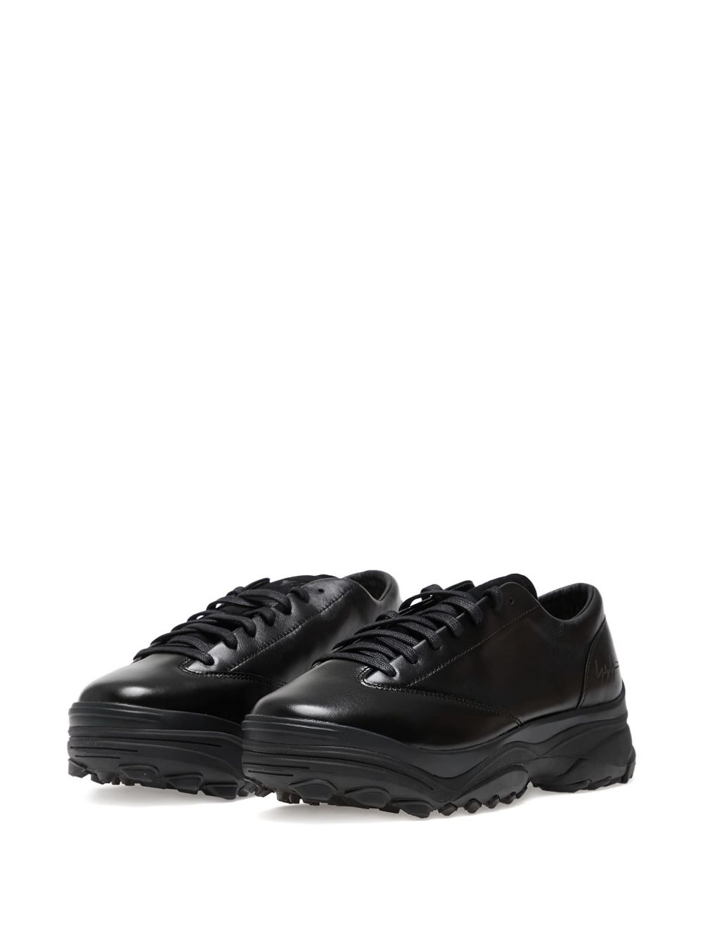 leather lace-up trainers - 2