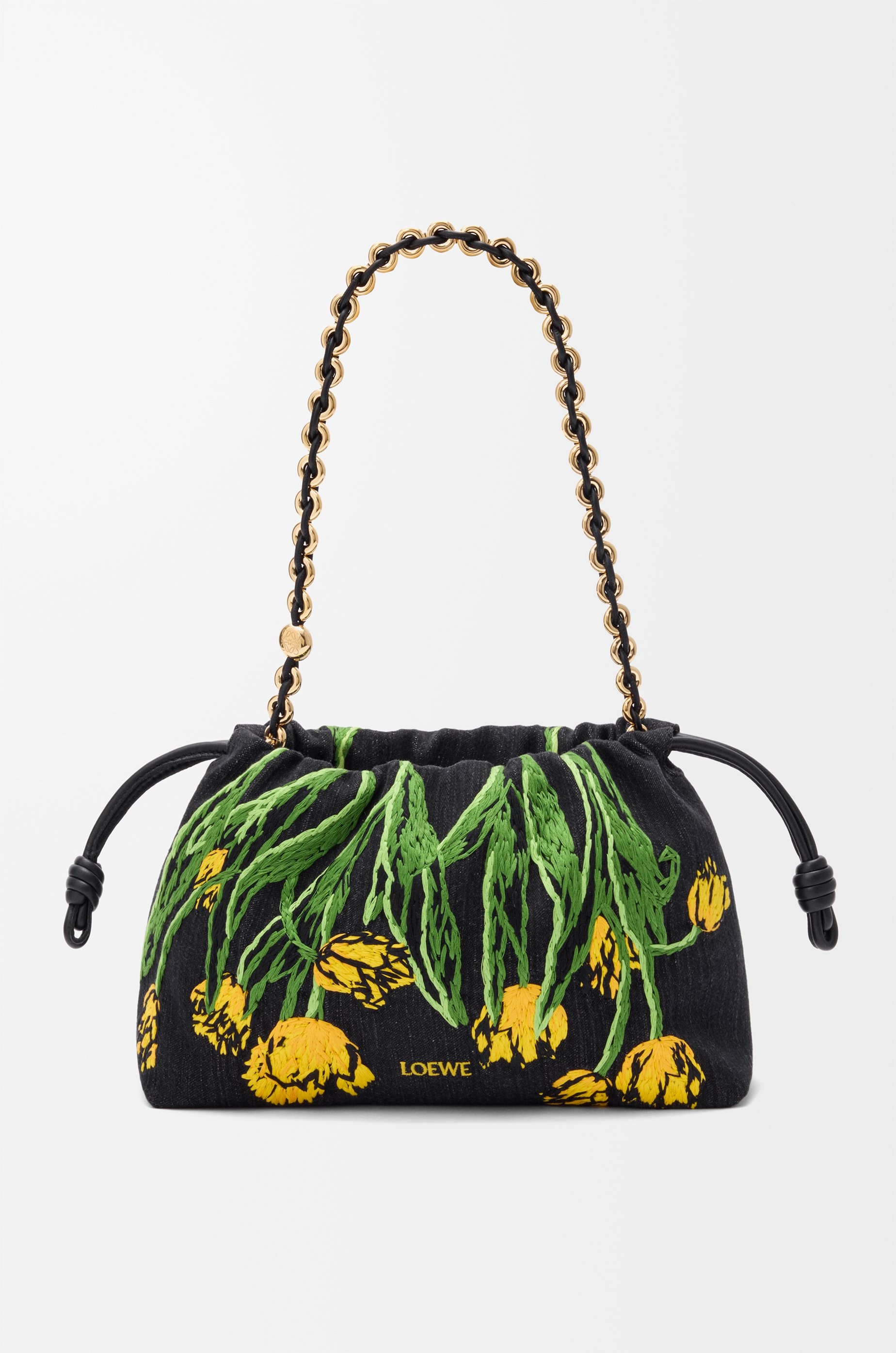 Medium Flamenco purse in embroidered denim - 5