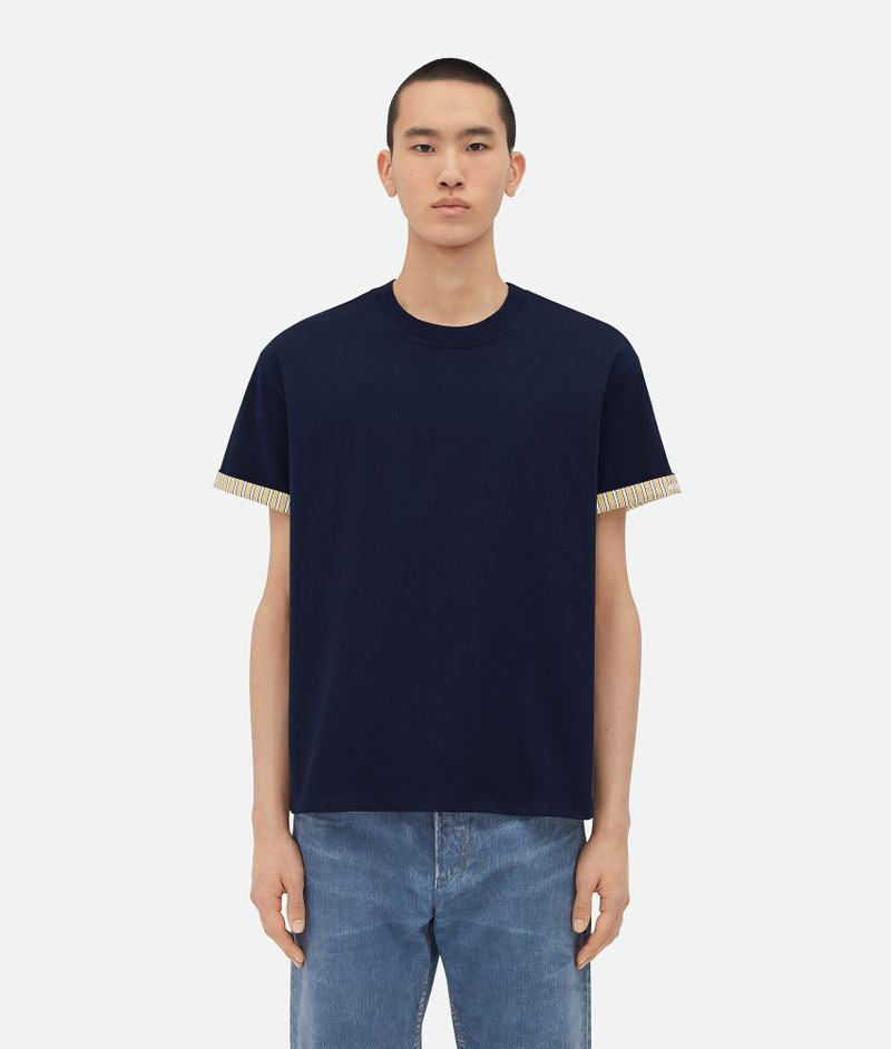 Double Layer Striped Cotton T-Shirt - 1