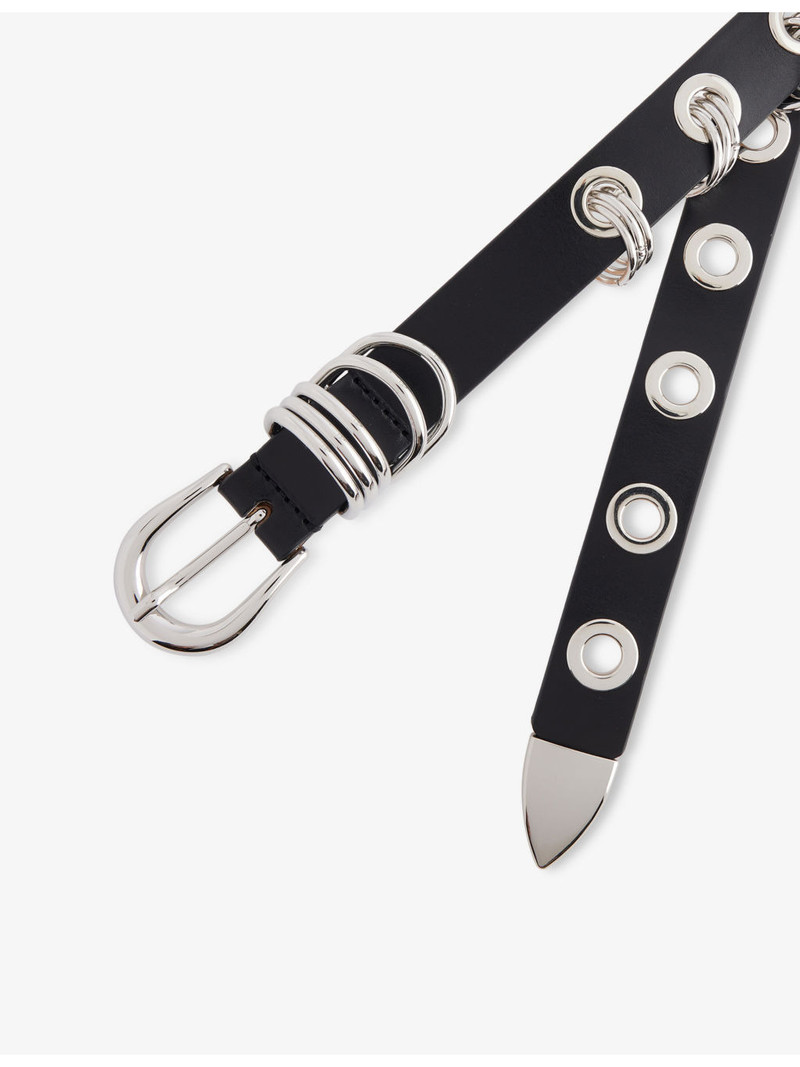 DÉHANCHE Revenge Ring-Embellished Leather Belt outlook