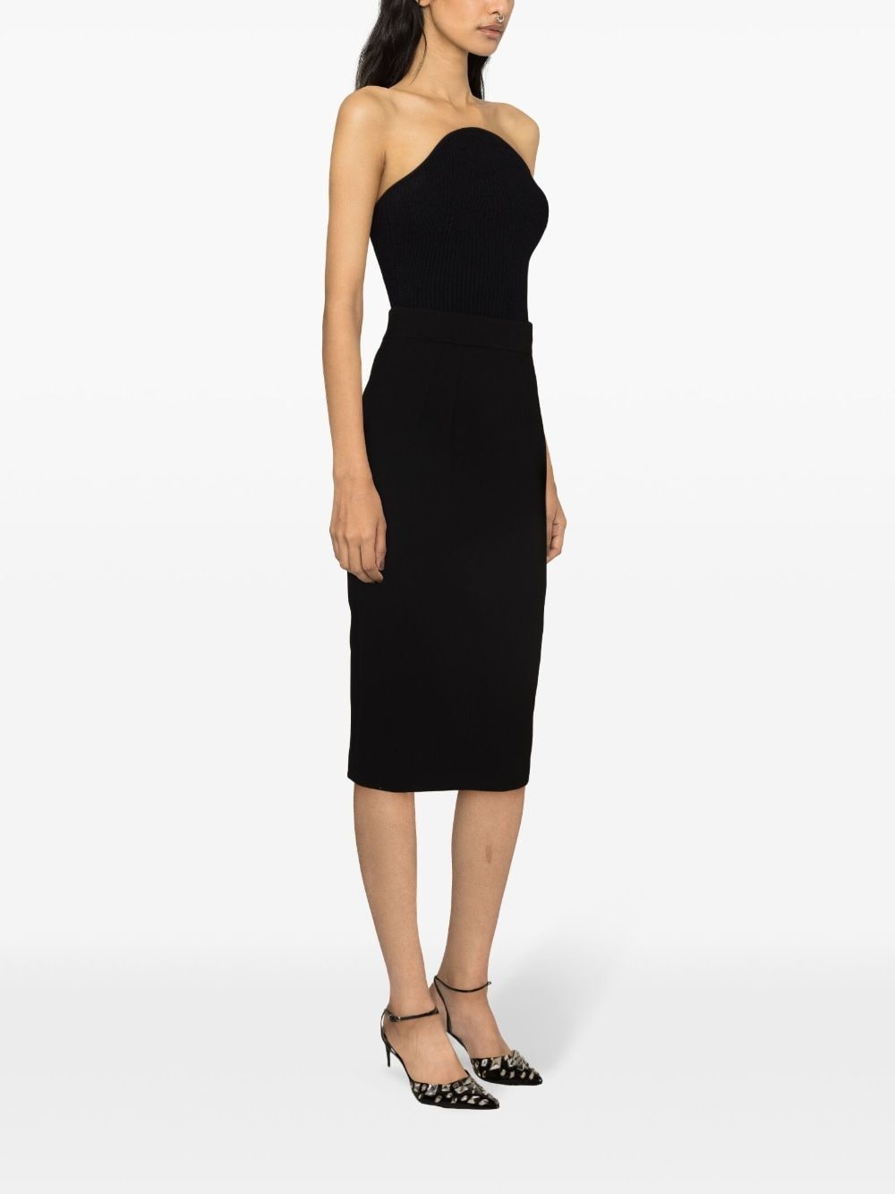 virgin wool pencil midi skirt - 3