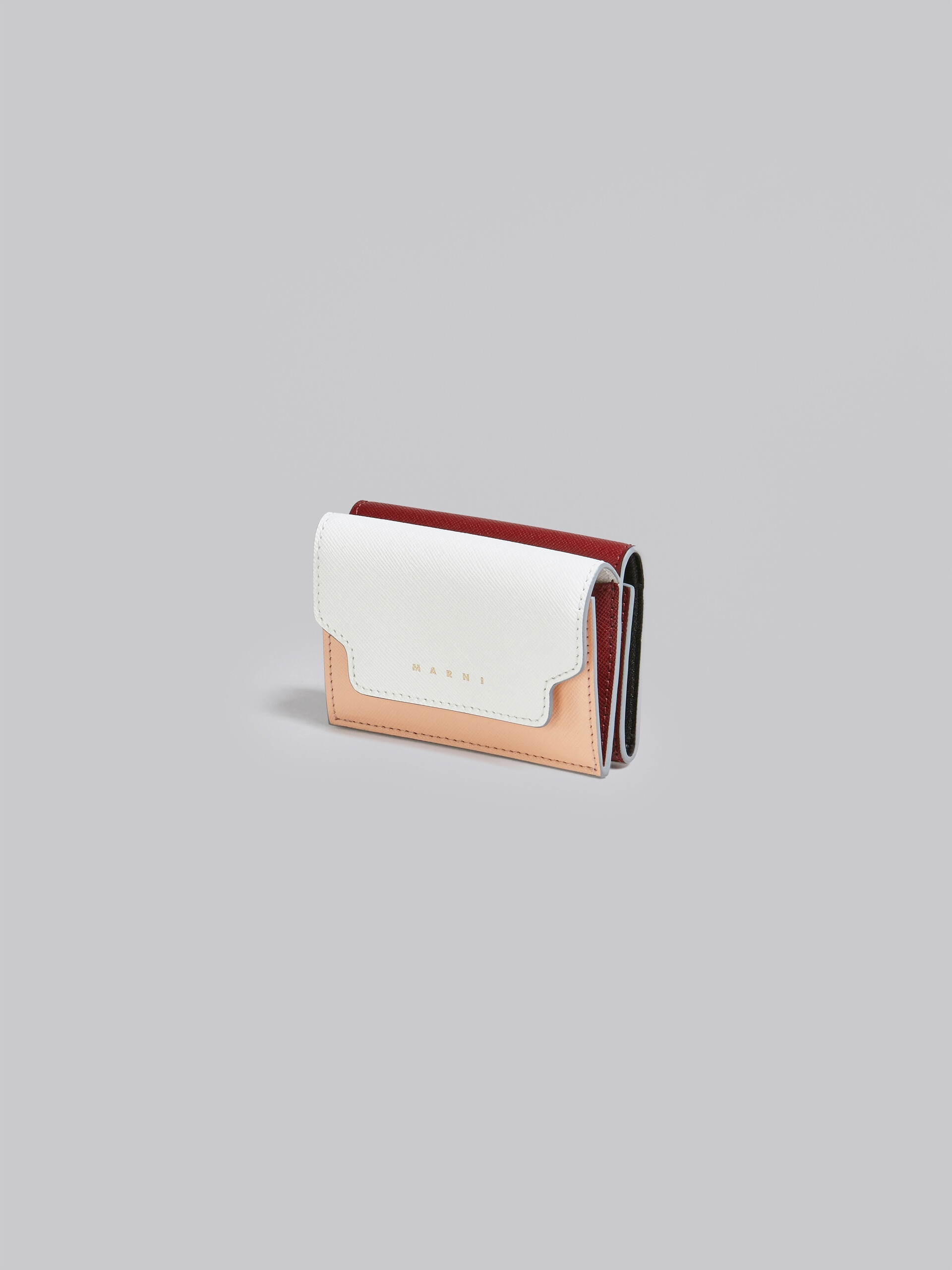 WHITE PINK AND RED SAFFIANO LEATHER TRI-FOLD WALLET - 4