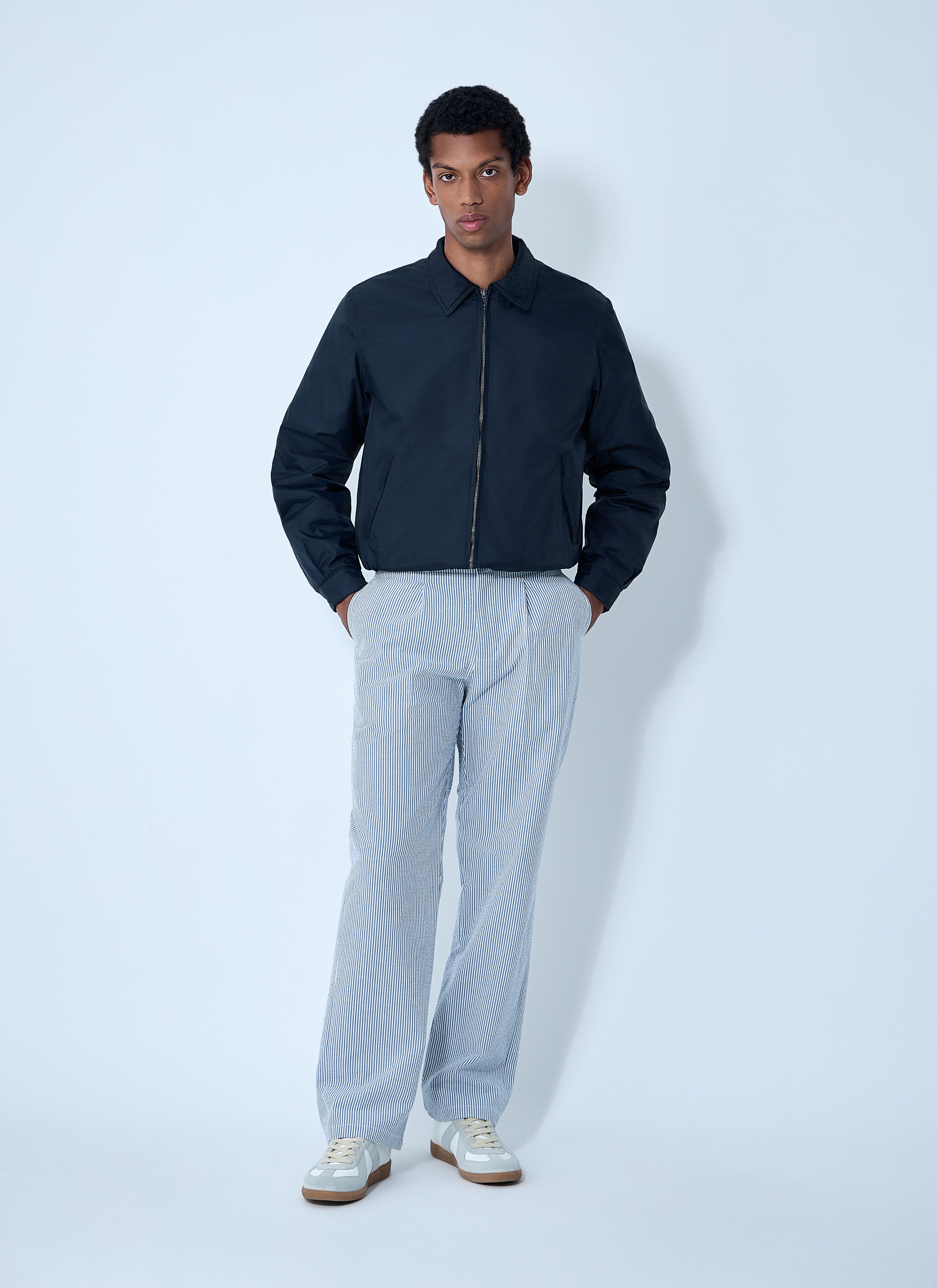 Seersucker Belted Single-Pleat Pants - 2