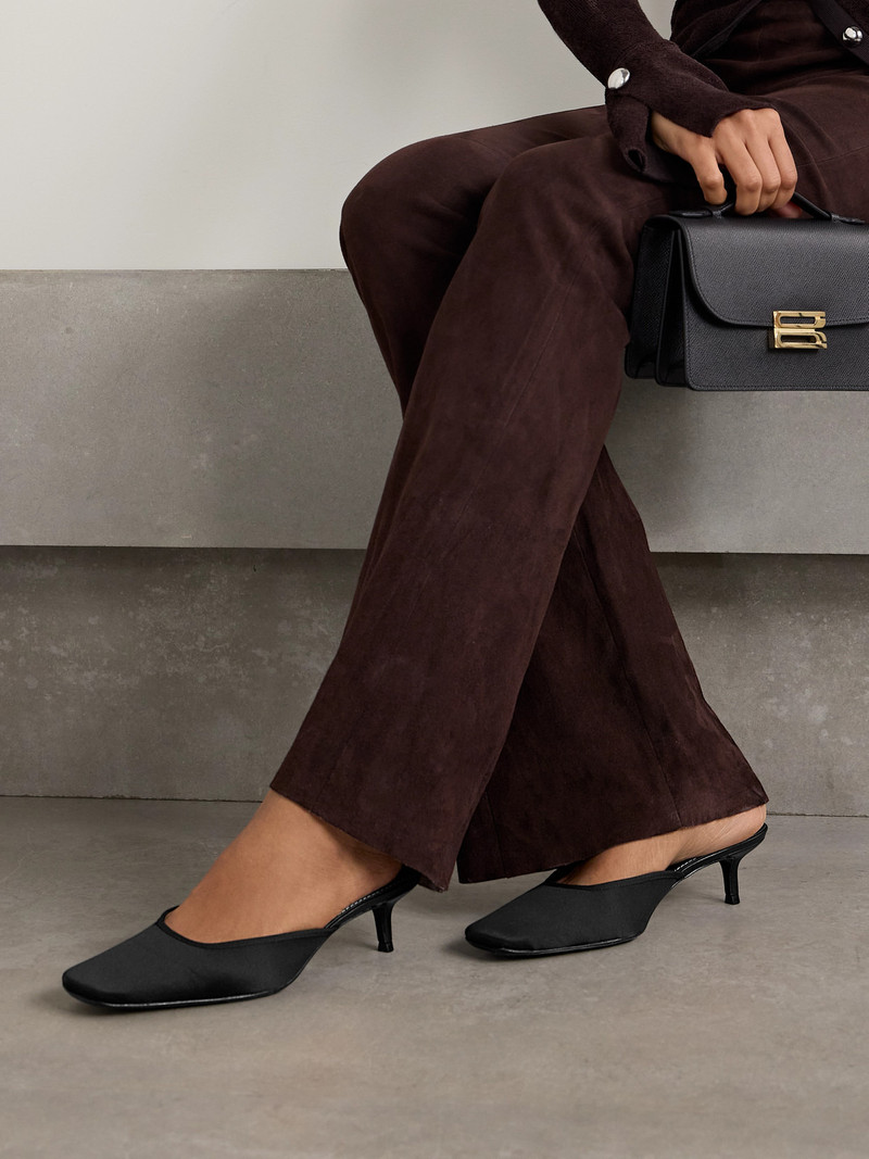 STAUD Otto Grosgrain-trimmed Satin Mules outlook