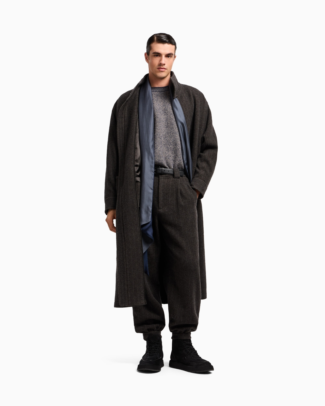 SINGLE-PLEAT TROUSERS IN PINSTRIPED CASHMERE AND WOOL CLOTH - 2