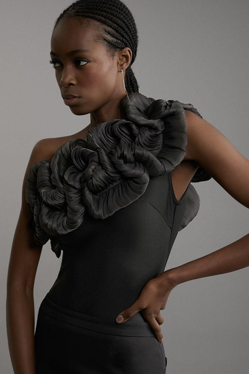 Figure Form Bandage Silk Look Knit Bodysuit 3