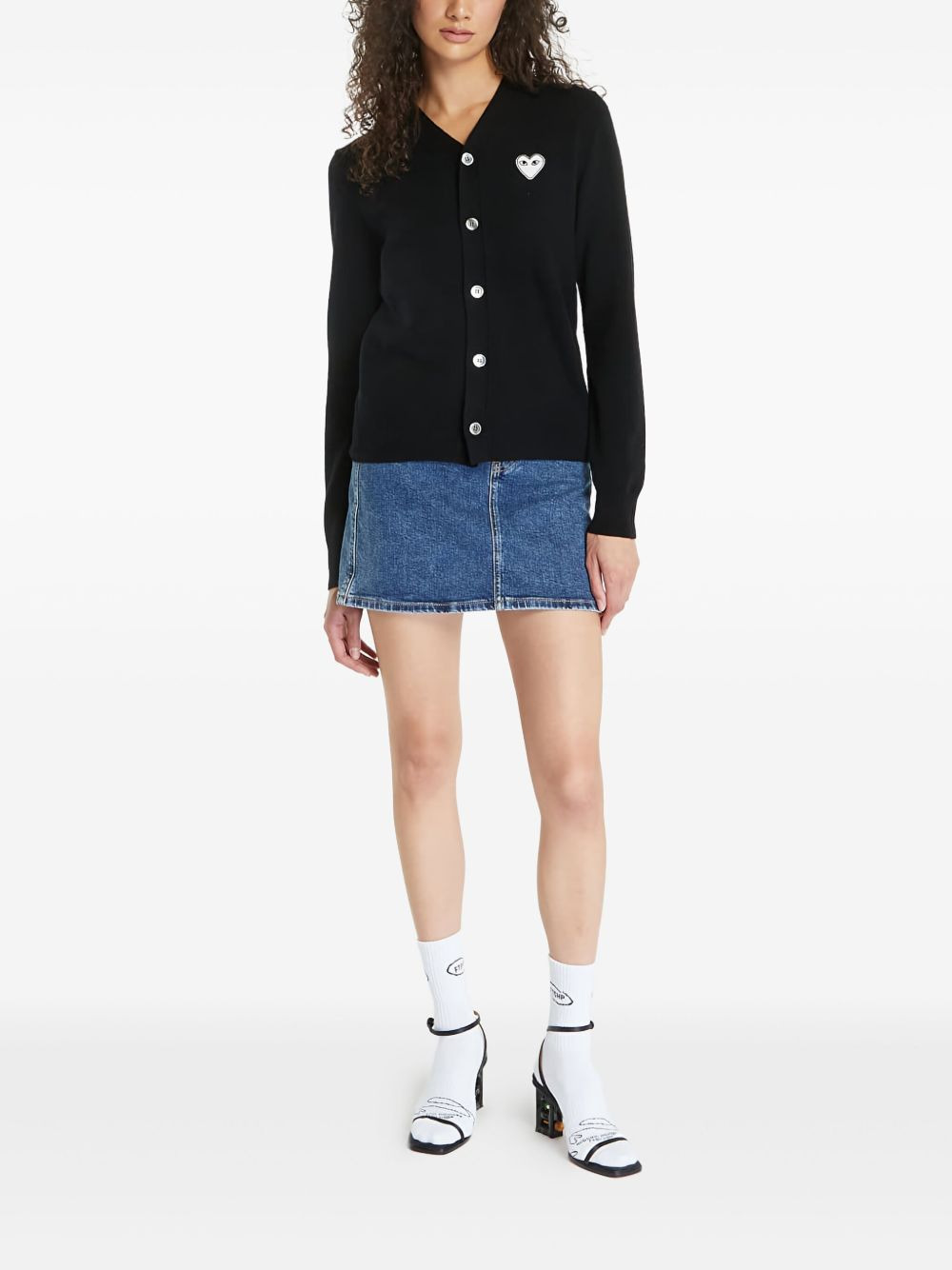 heart-patch wool cardigan - 3