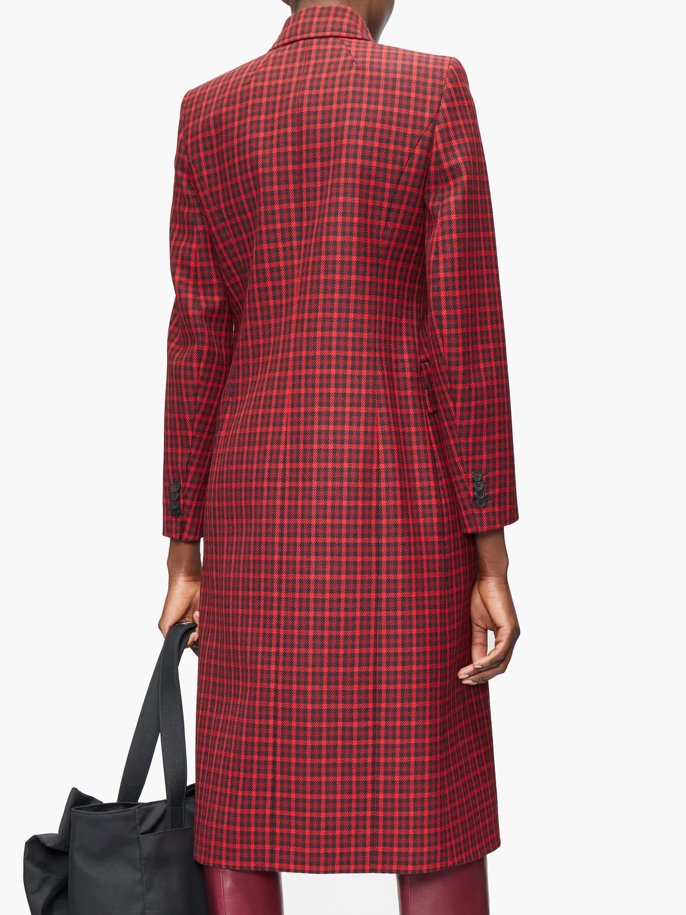 Hourglass tartan wool-twill coat - 5