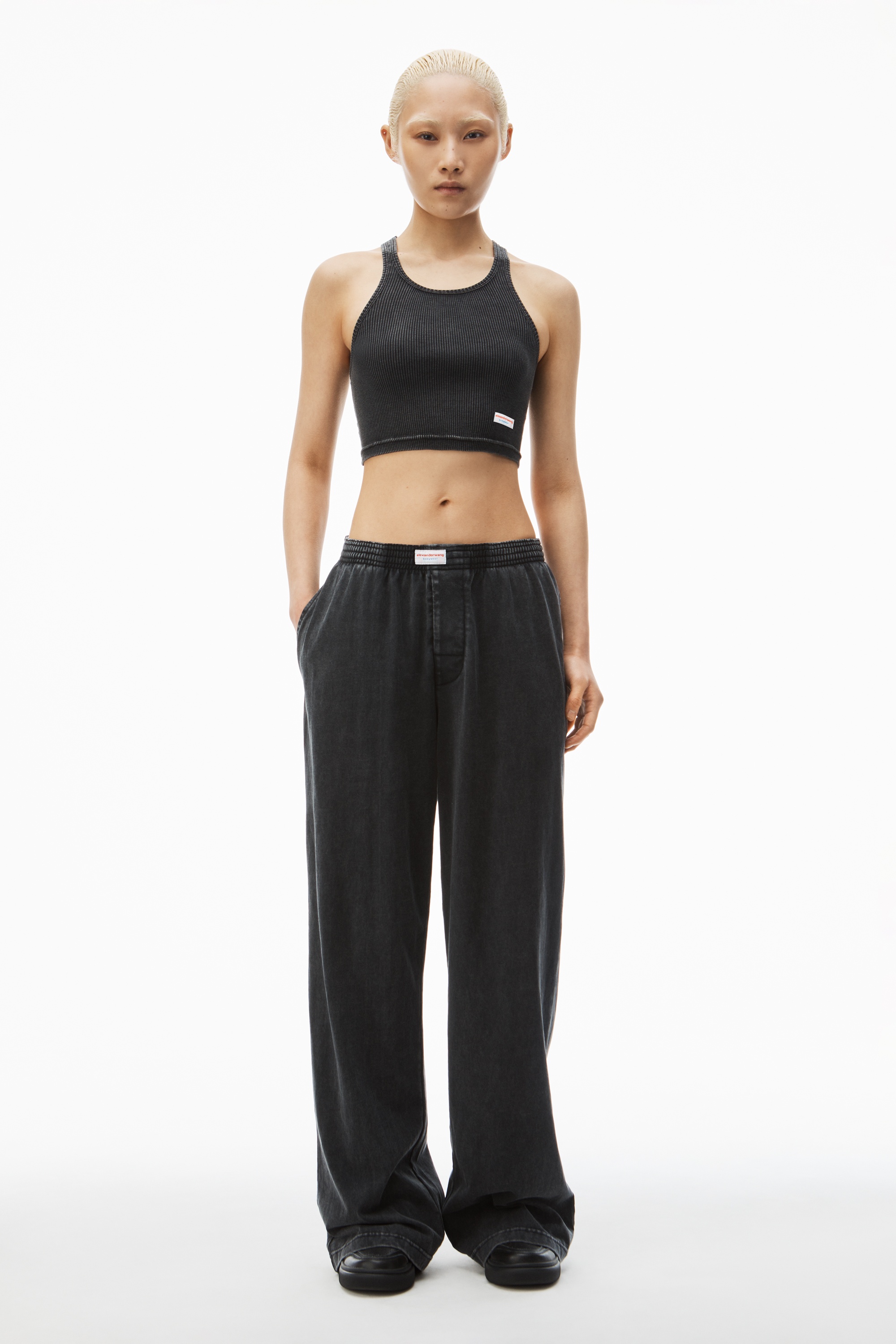 cropped racer tank in ribbed cotton - 5