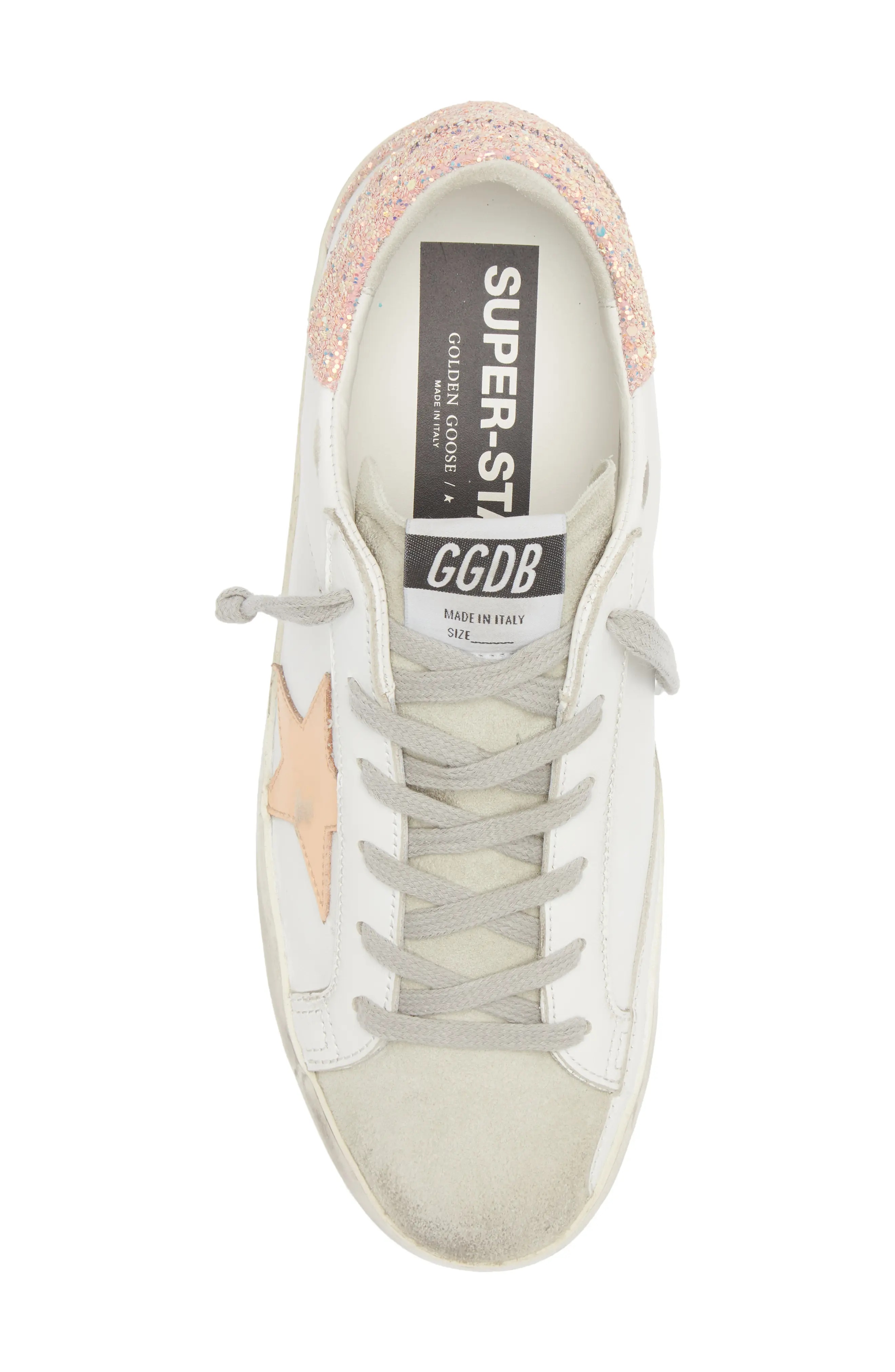 Super-Star Low Top Sneaker in White/Peach - 5