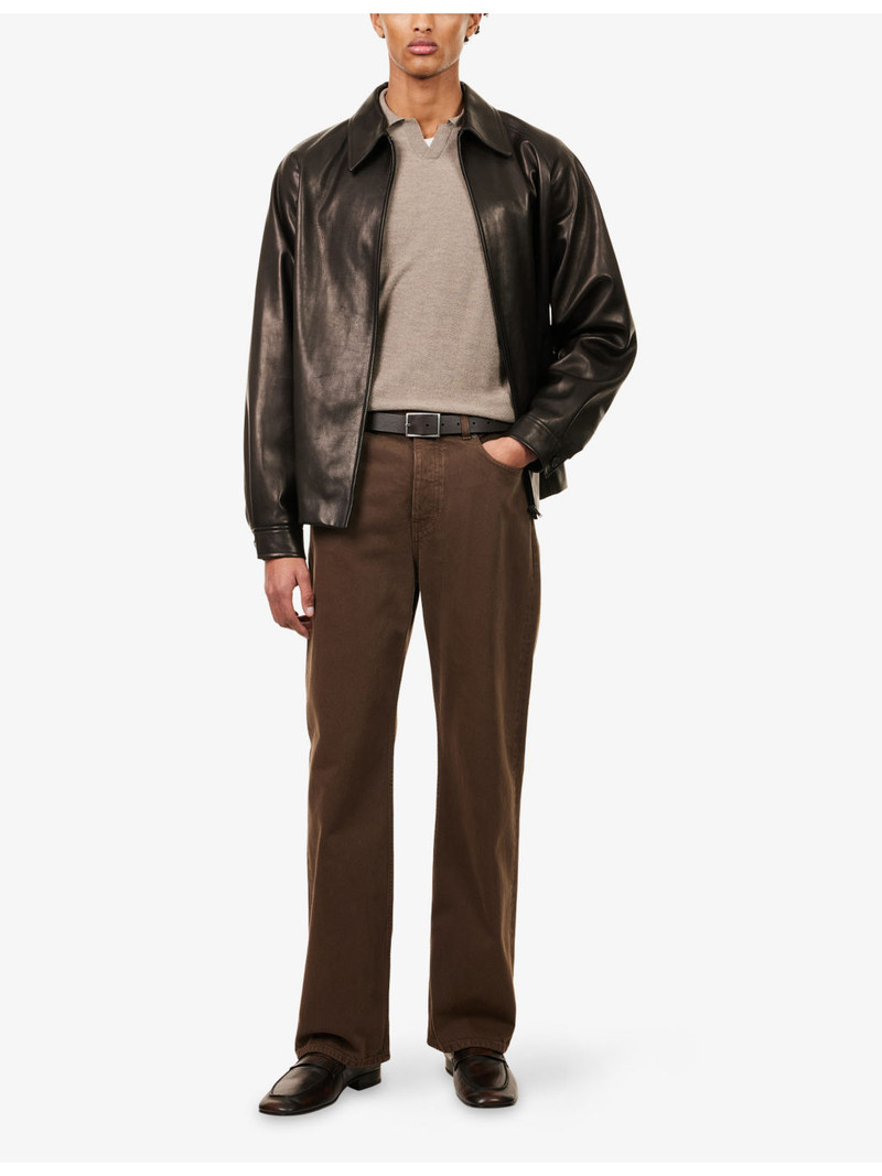 The Row Morand Short-Sleeve Cashmere Polo Top outlook