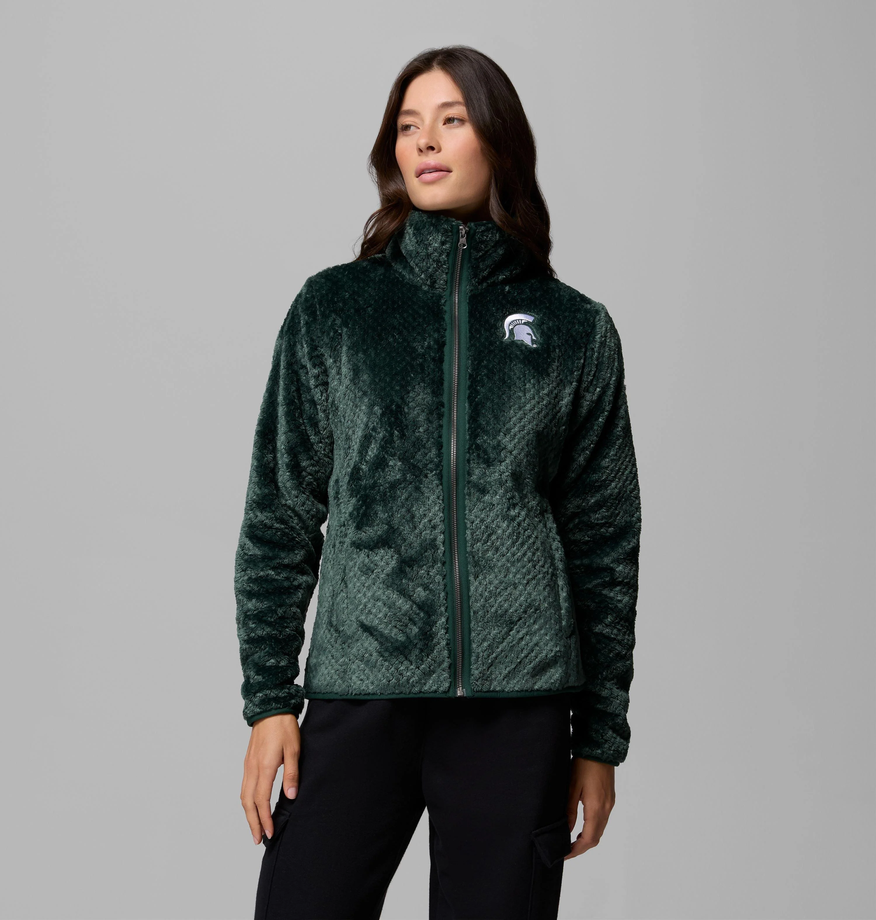Women's Collegiate Fire Side II Sherpa Full Zip Fleece - Michigan State - 1