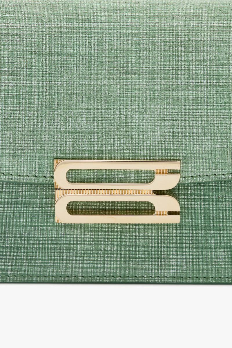 Victoria Beckham Nano Dorian Bag With Chain In Light Green Chambray Effect Suede outlook