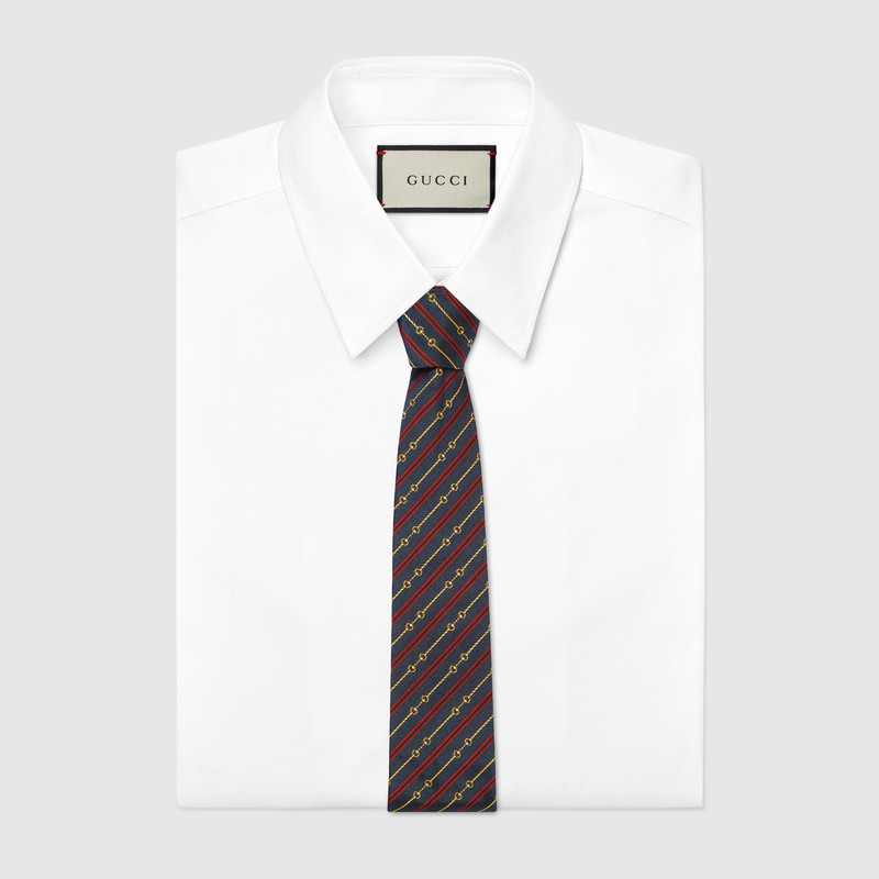 GUCCI Horsebit silk jacquard tie outlook