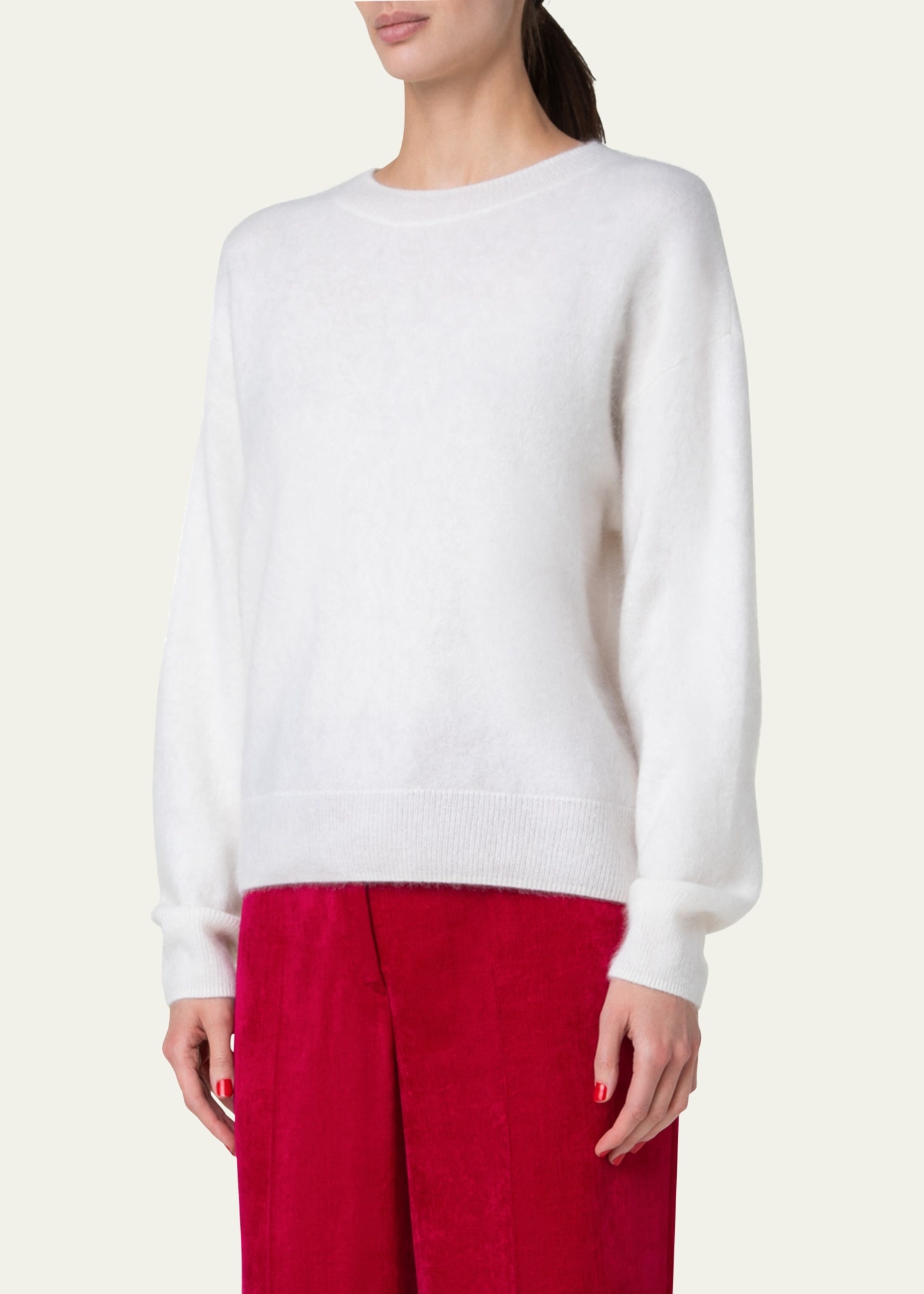 Brushed Cashmere Knit Sweater - 4