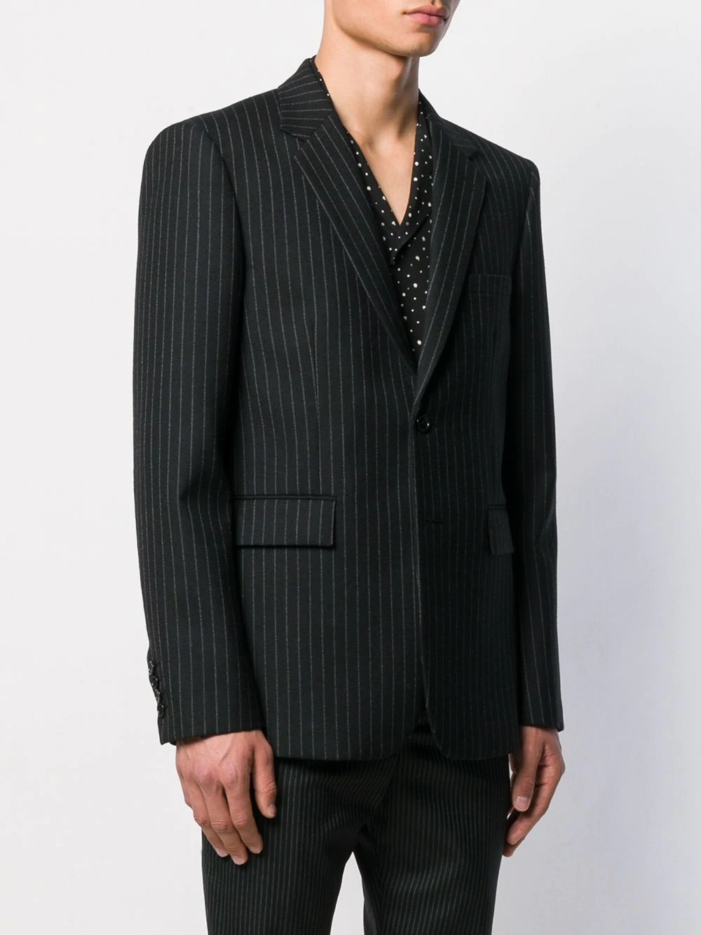 pinstriped buttoned blazer - 3